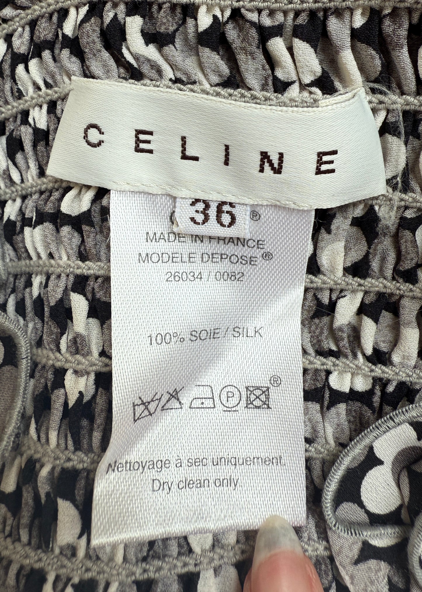 Celine Spring 2002 Floral Silk Shirred Strapless Dress