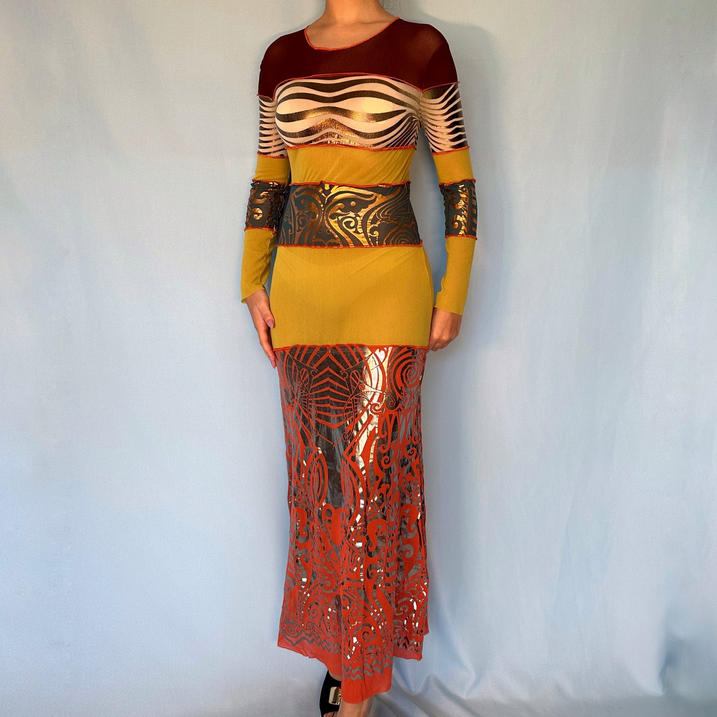 Jean Paul Gaultier Spring 1996 Cyberbaba Metallic Mesh Dress m