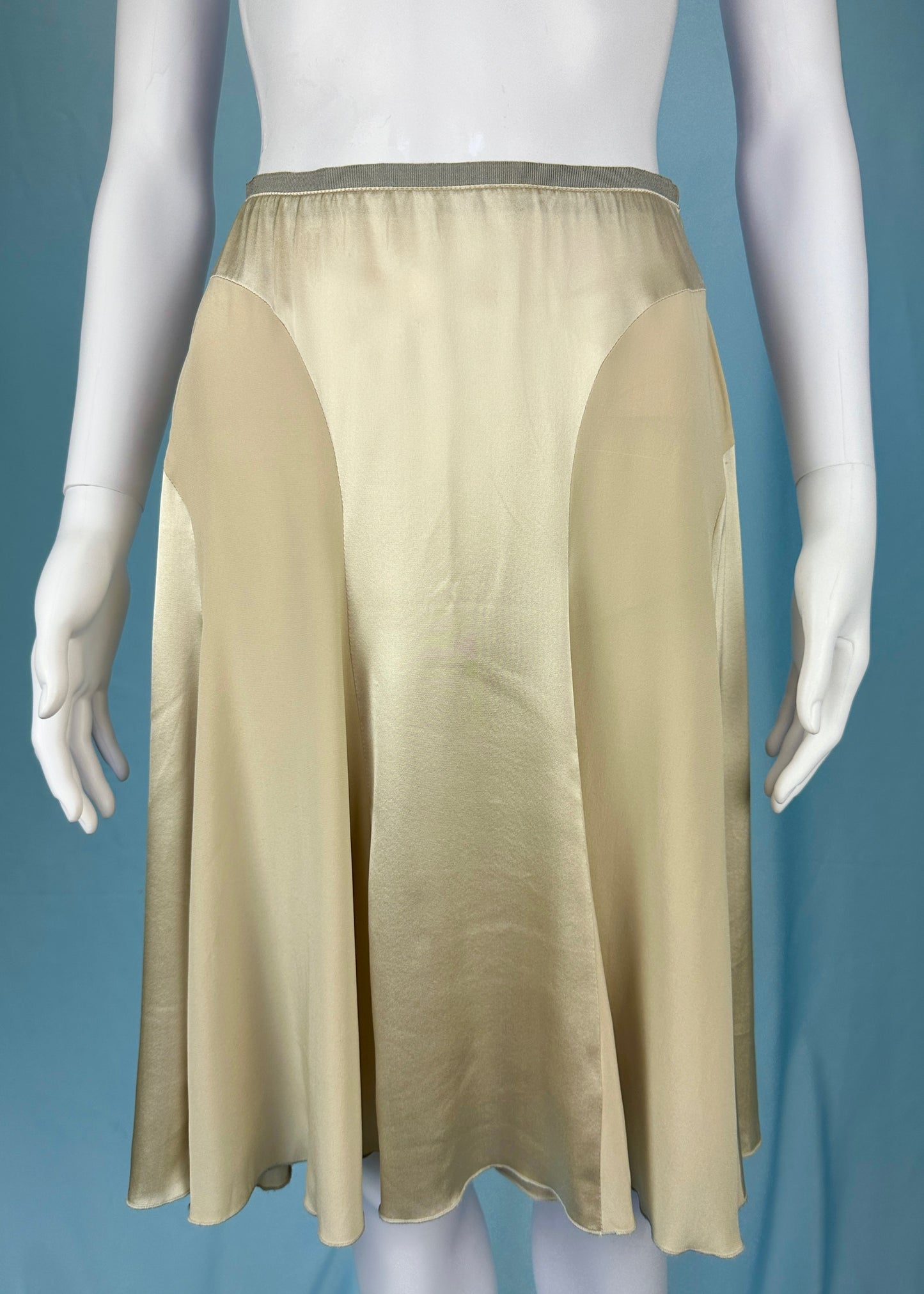 Blumarine Taupe Silk Two Tone Skirt