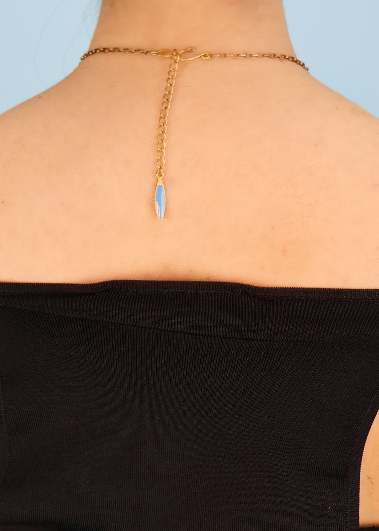 Chloé Spring 2005 Blue Enamel Drop Pendant Necklace & Earrings Set