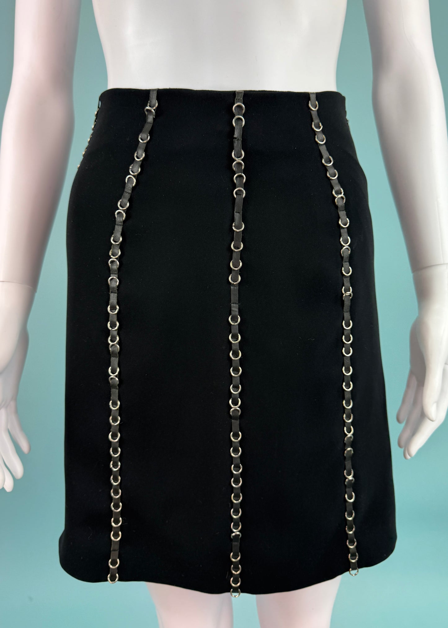 Paco Rabanne Fall 2001 Runway Leather & Knit Top & Skirt Set