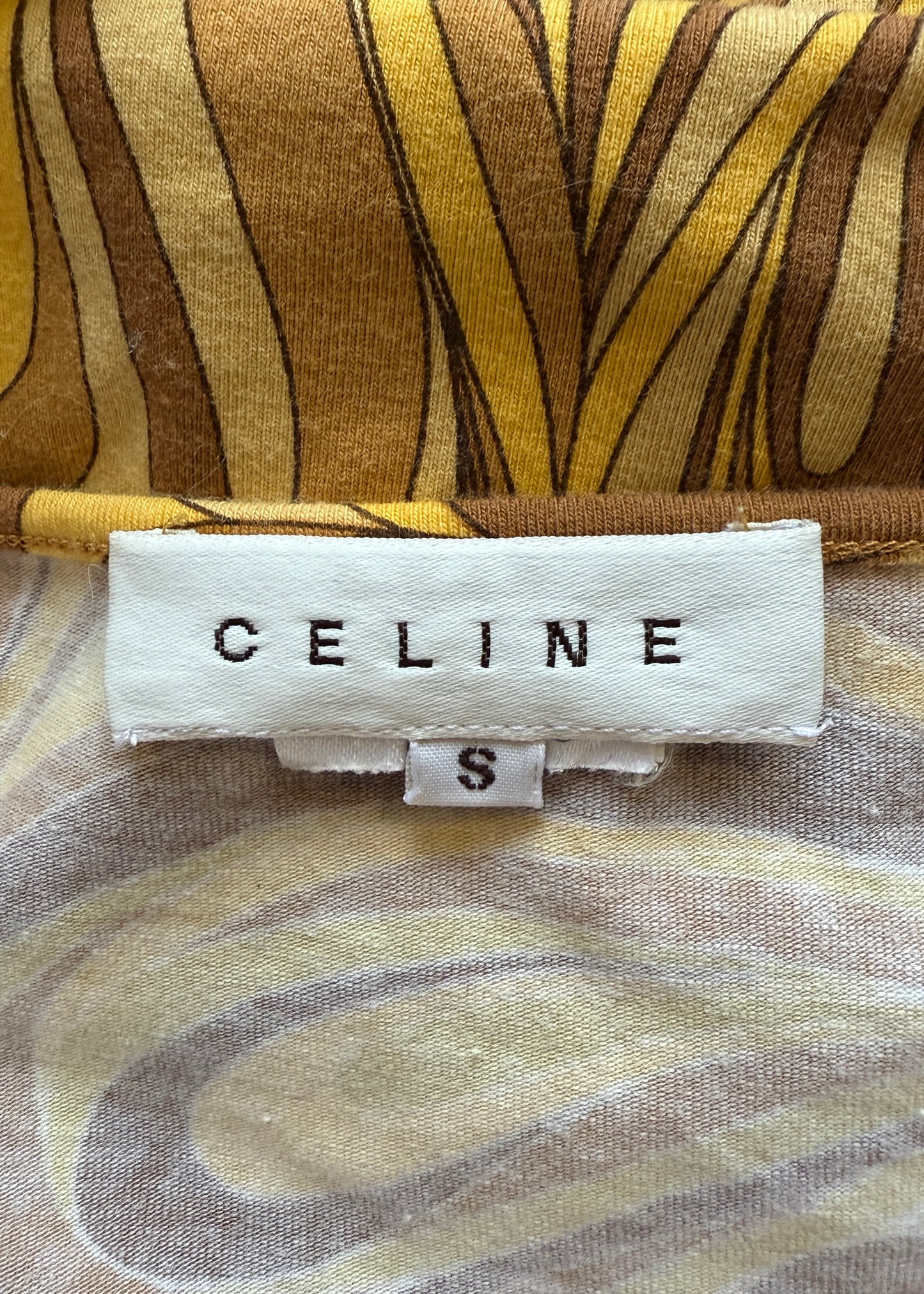 Celine Spring 2003 Swirl Print Peephole Long Sleeve Top