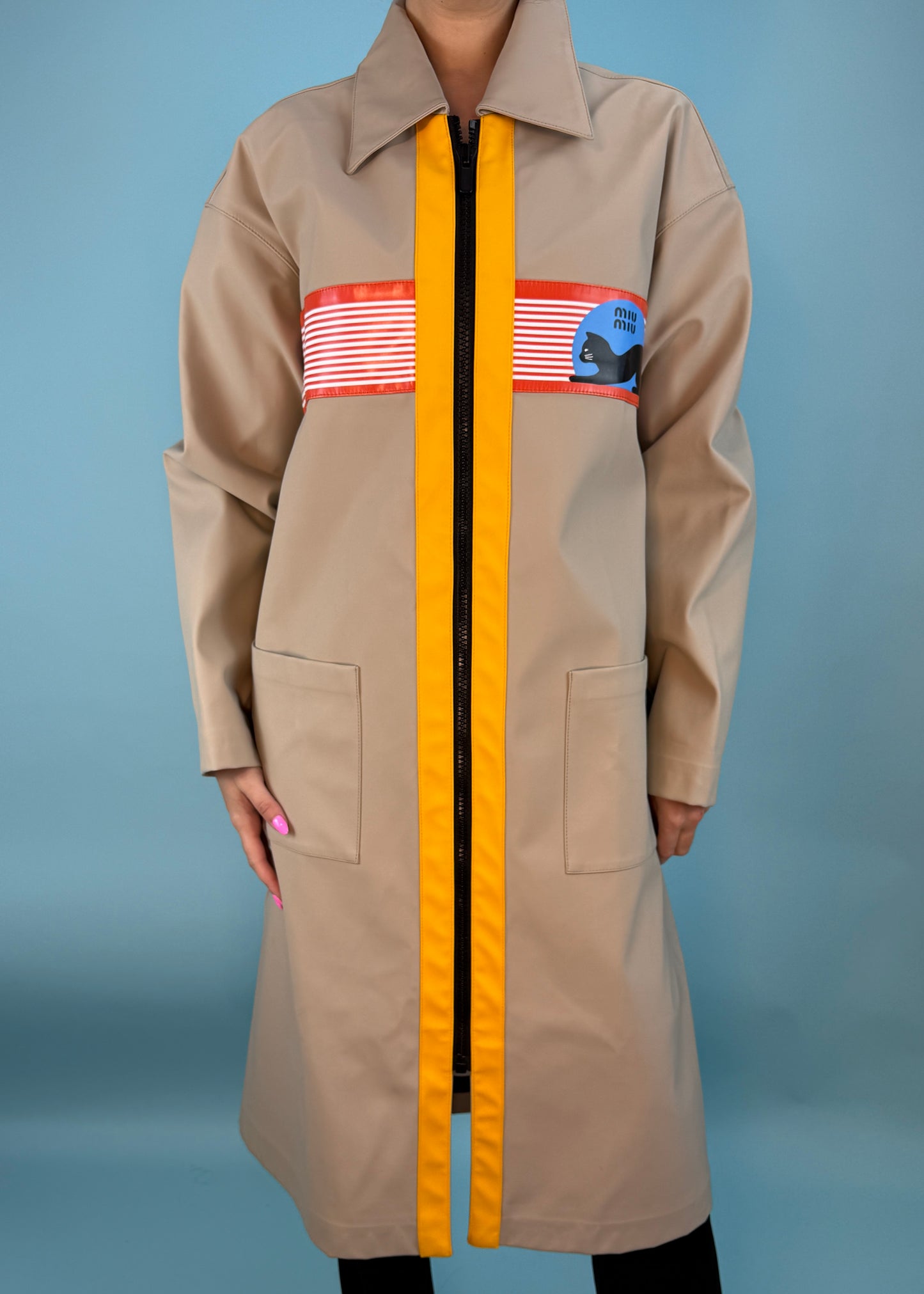 Miu Miu Resort 2019 Runway Cat Print Rain Coat