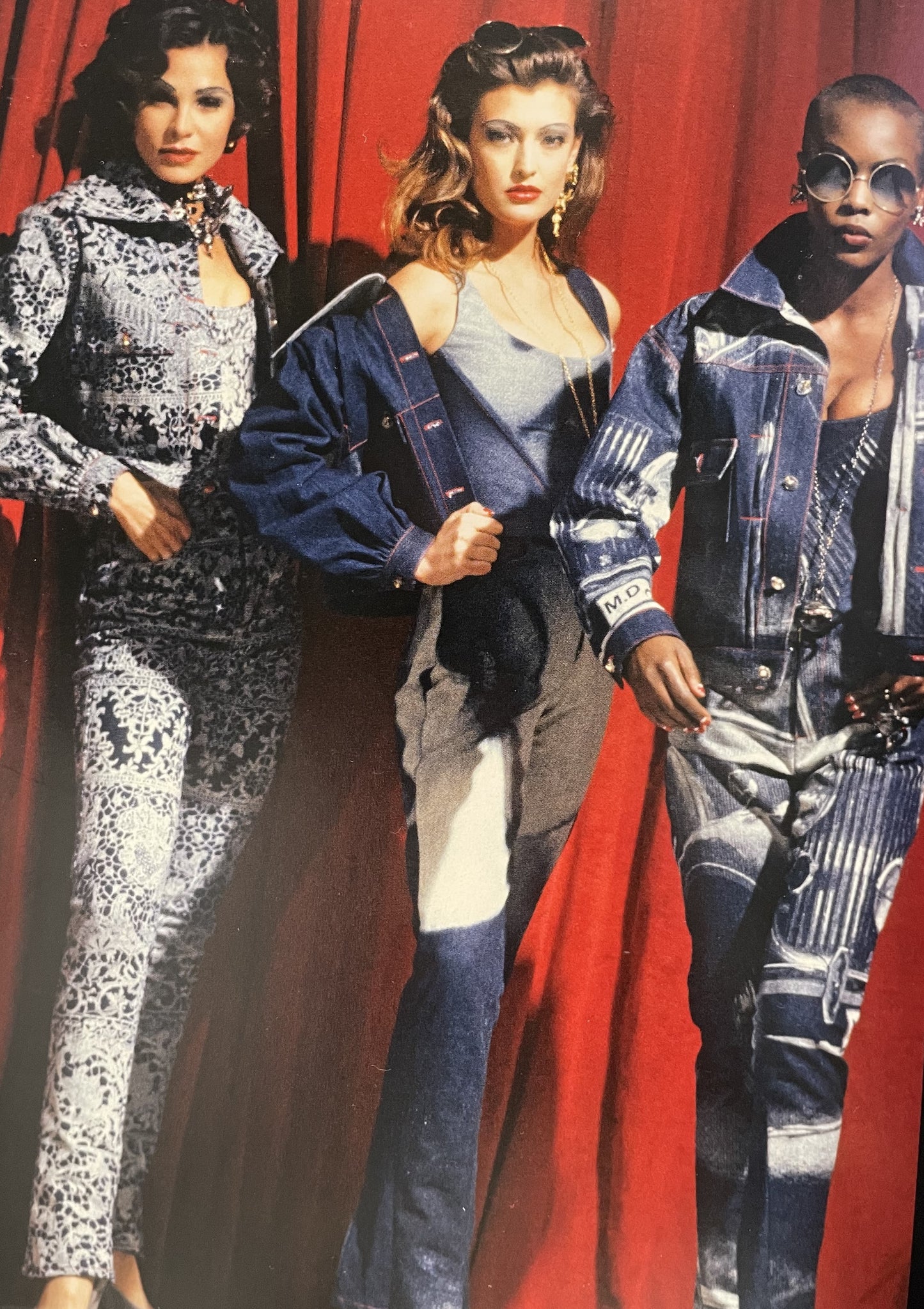Vivienne Westwood Fall 1992 Runway Marlene Dietrich Face Print Denim Jacket