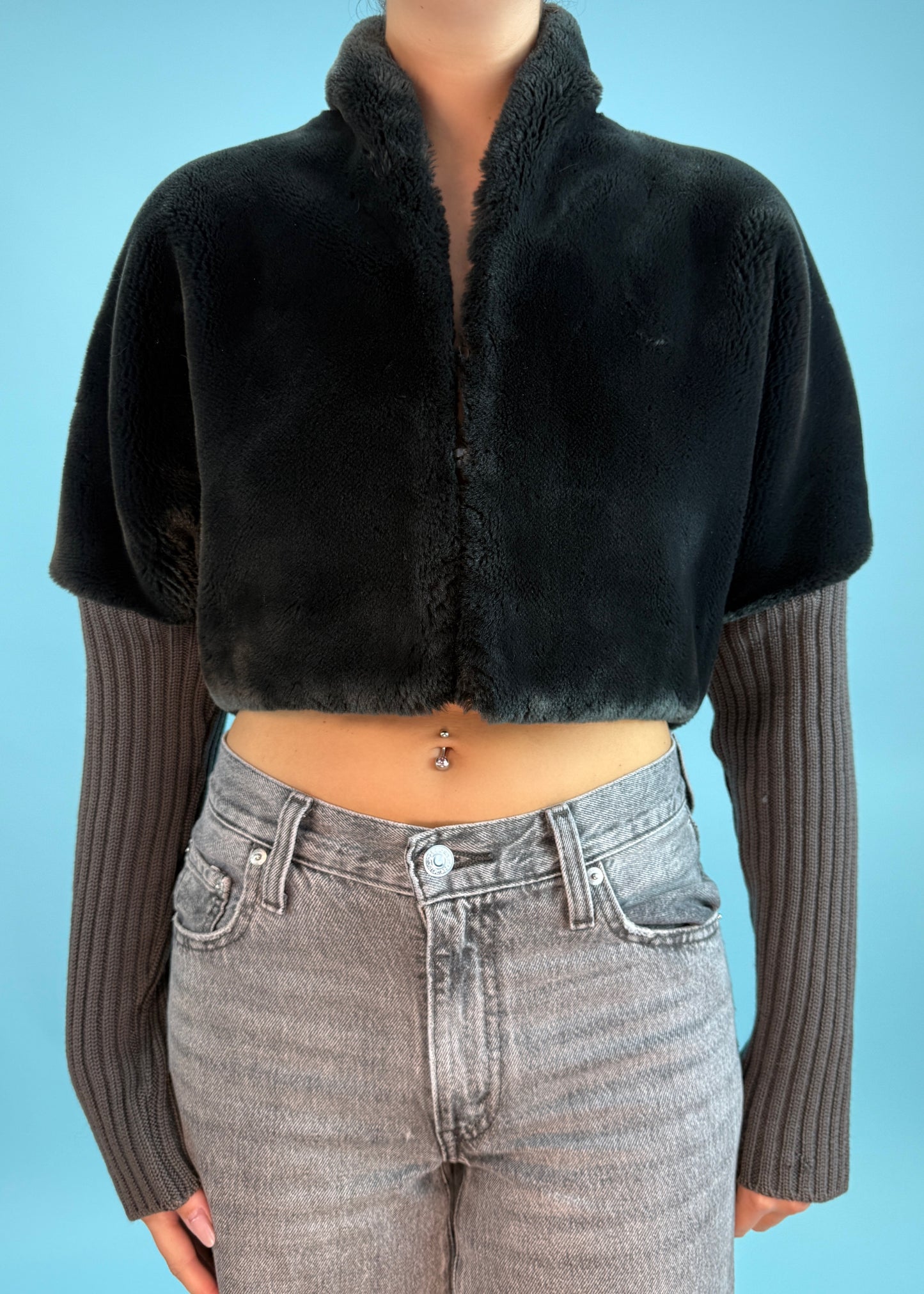 Dolce & Gabbana Faux Fur & Knit Jacket