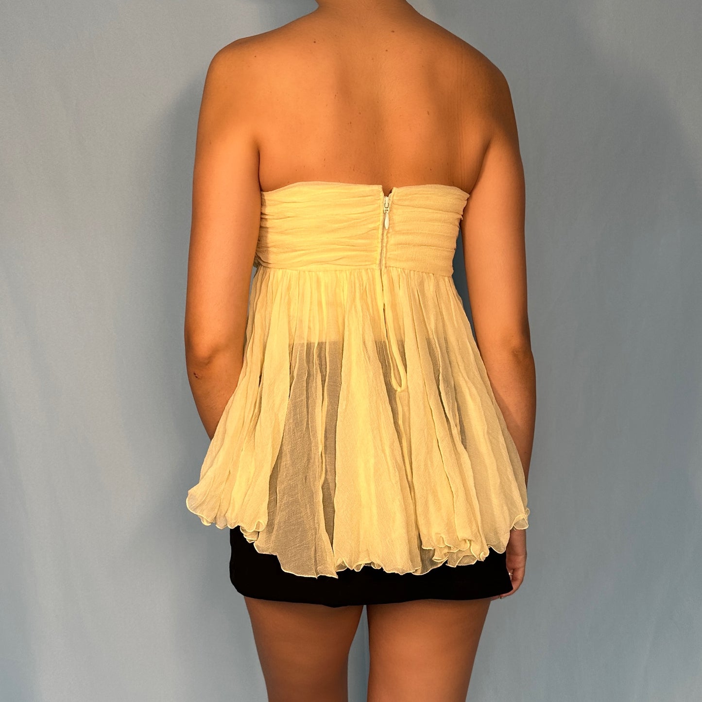 Chloé Spring 2004 Cream Silk Chiffon Bustier Top