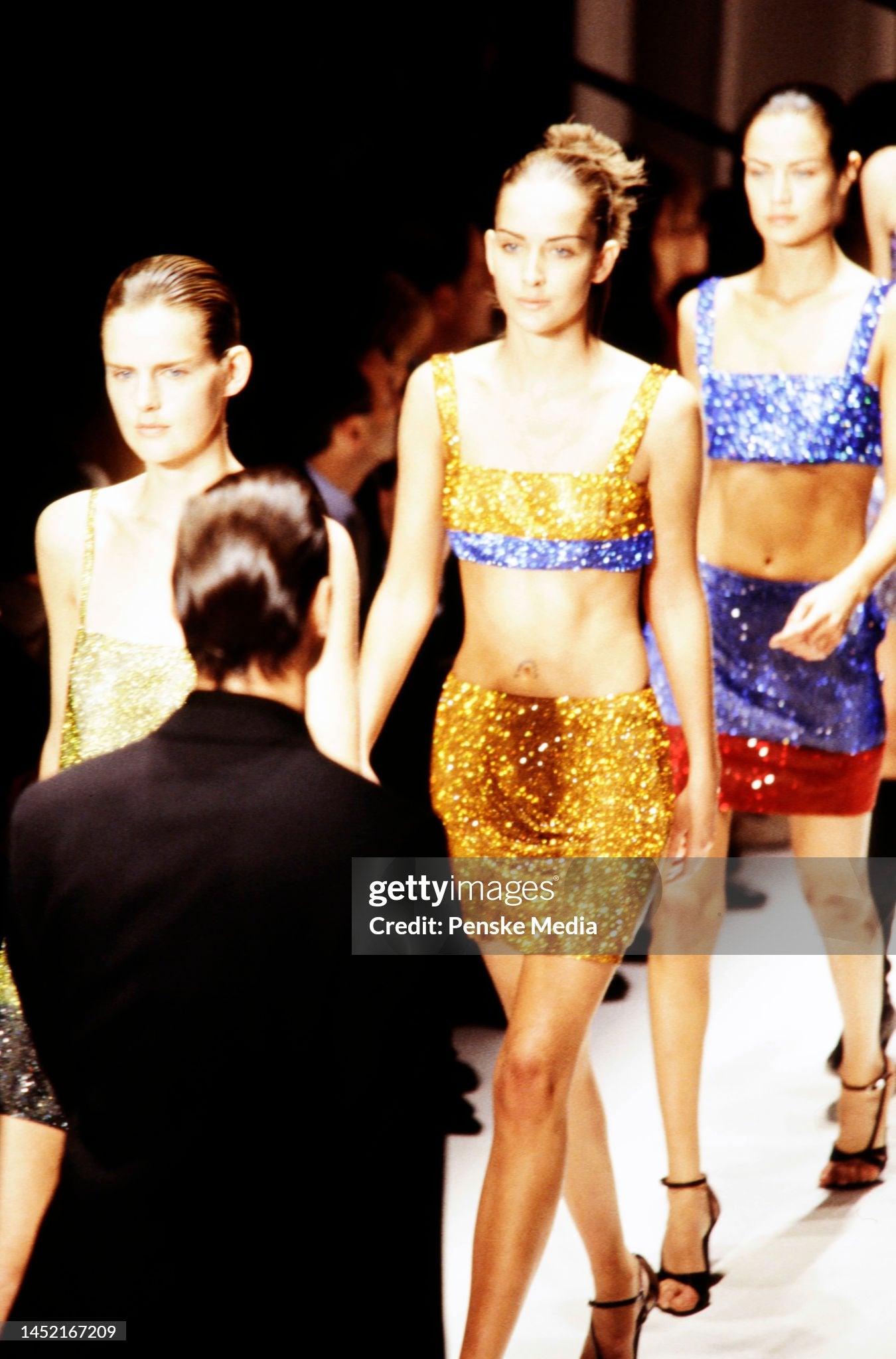 Versace Fall 1997 Oroton Chainmail Black & Gold Mini Skirt