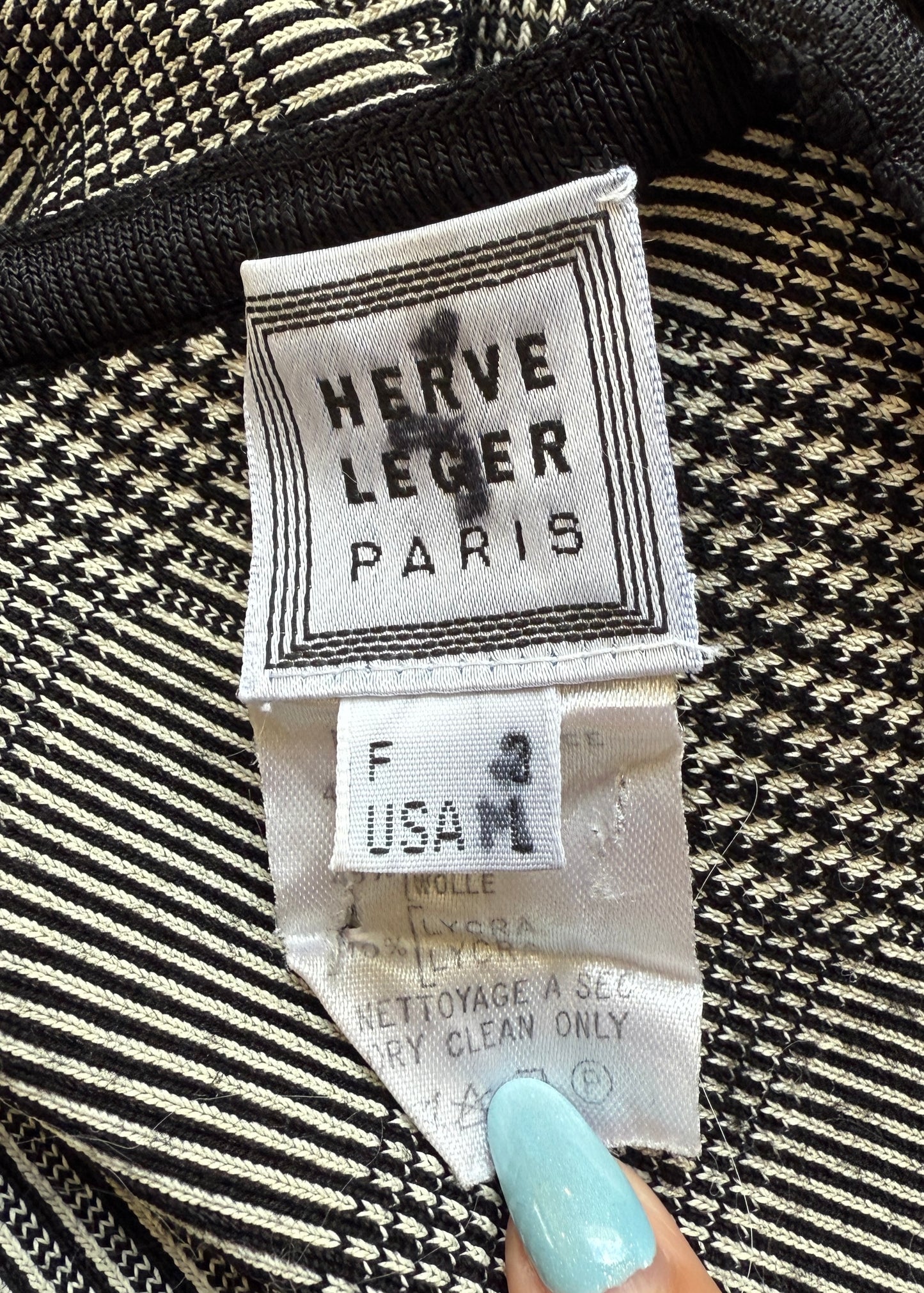 Hervé Léger 1990s Black & White Houndstooth Dress