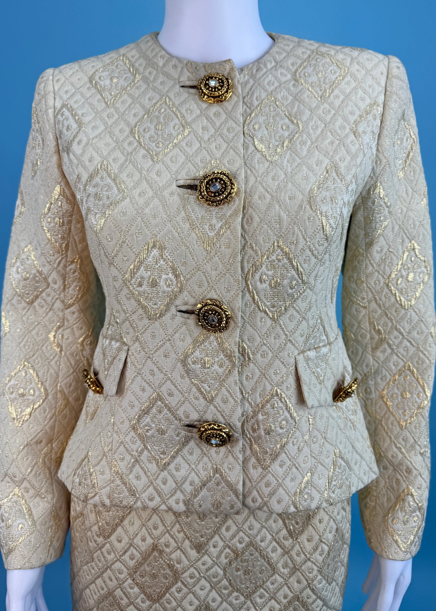Christian Lacroix Fall 1992 Metallic Brocade Jacket & Skirt Suit Set