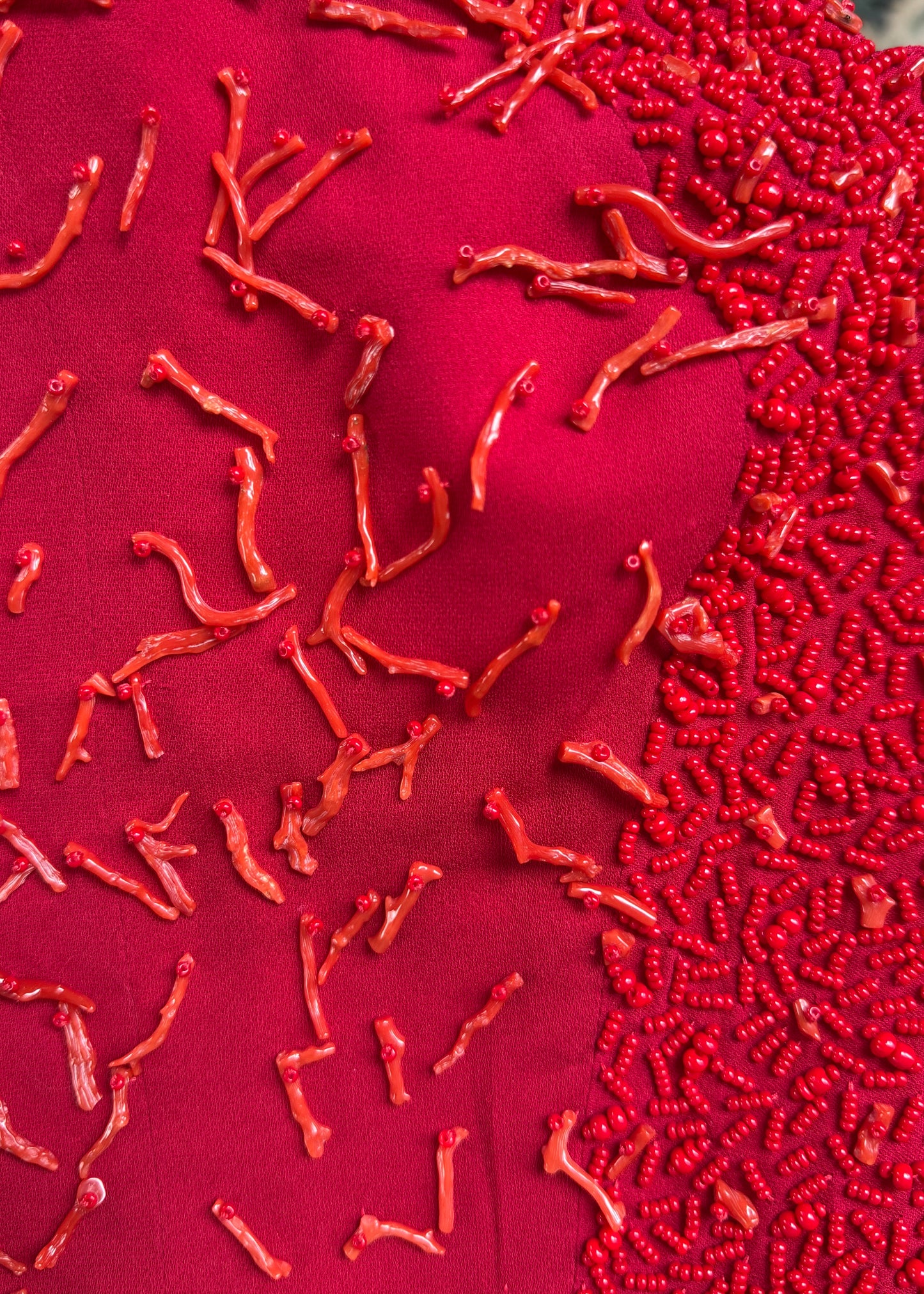 Blumarine Spring 1990 Red Coral Embellished Corset Top