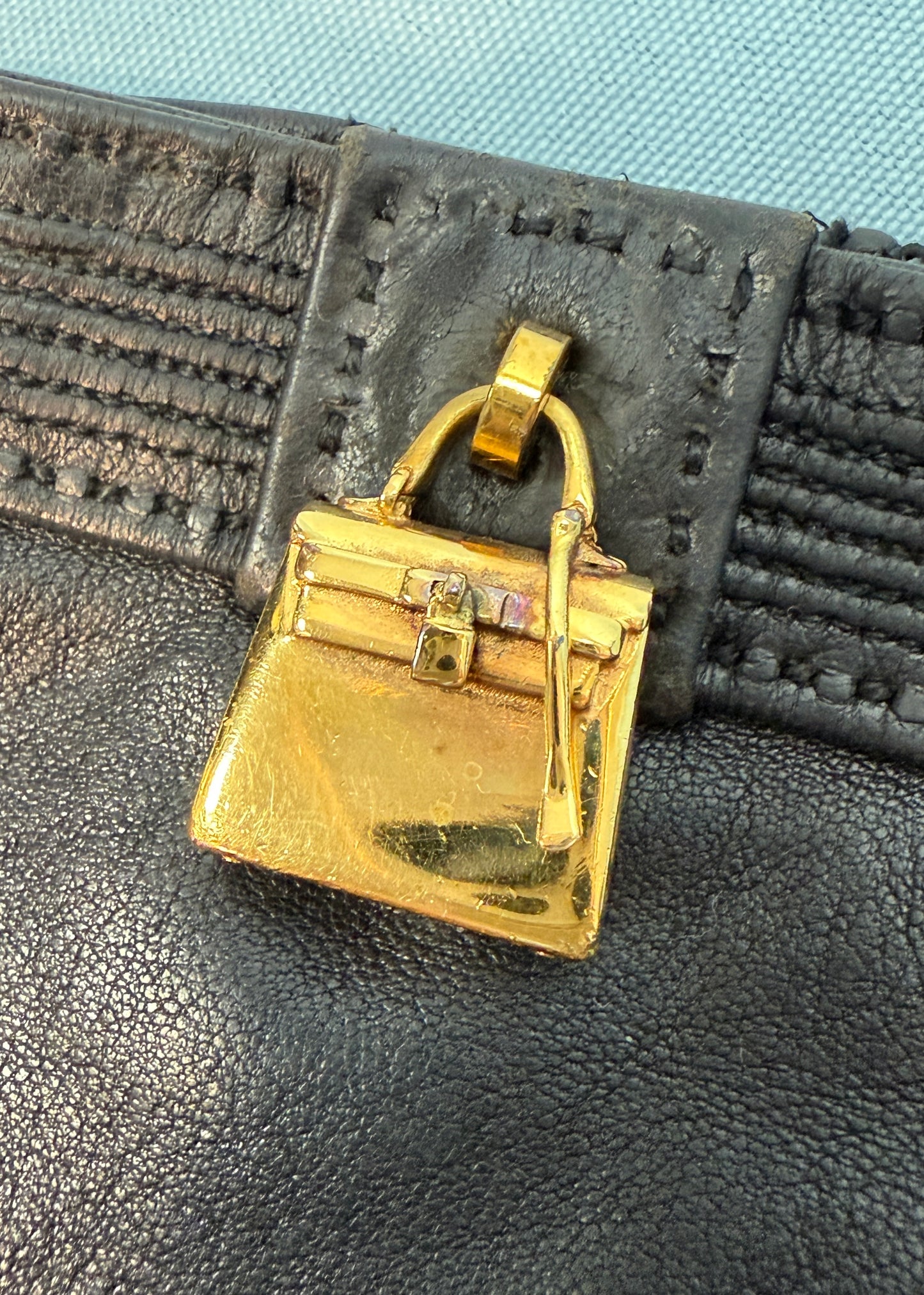 Hermès Black Leather Kelly & Constance Bag Charm Gloves