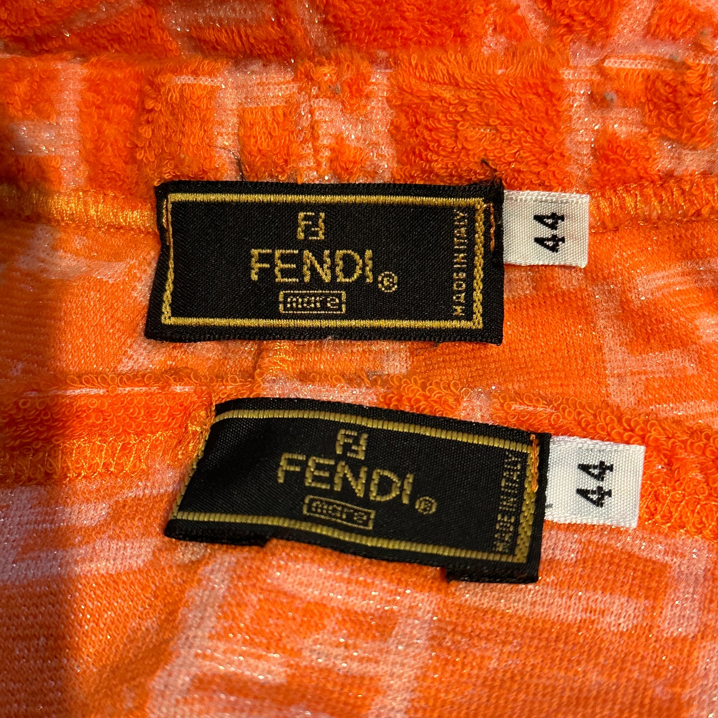 Fendi Orange Zucca Monogram Terry Towelling Shorts & Top Set