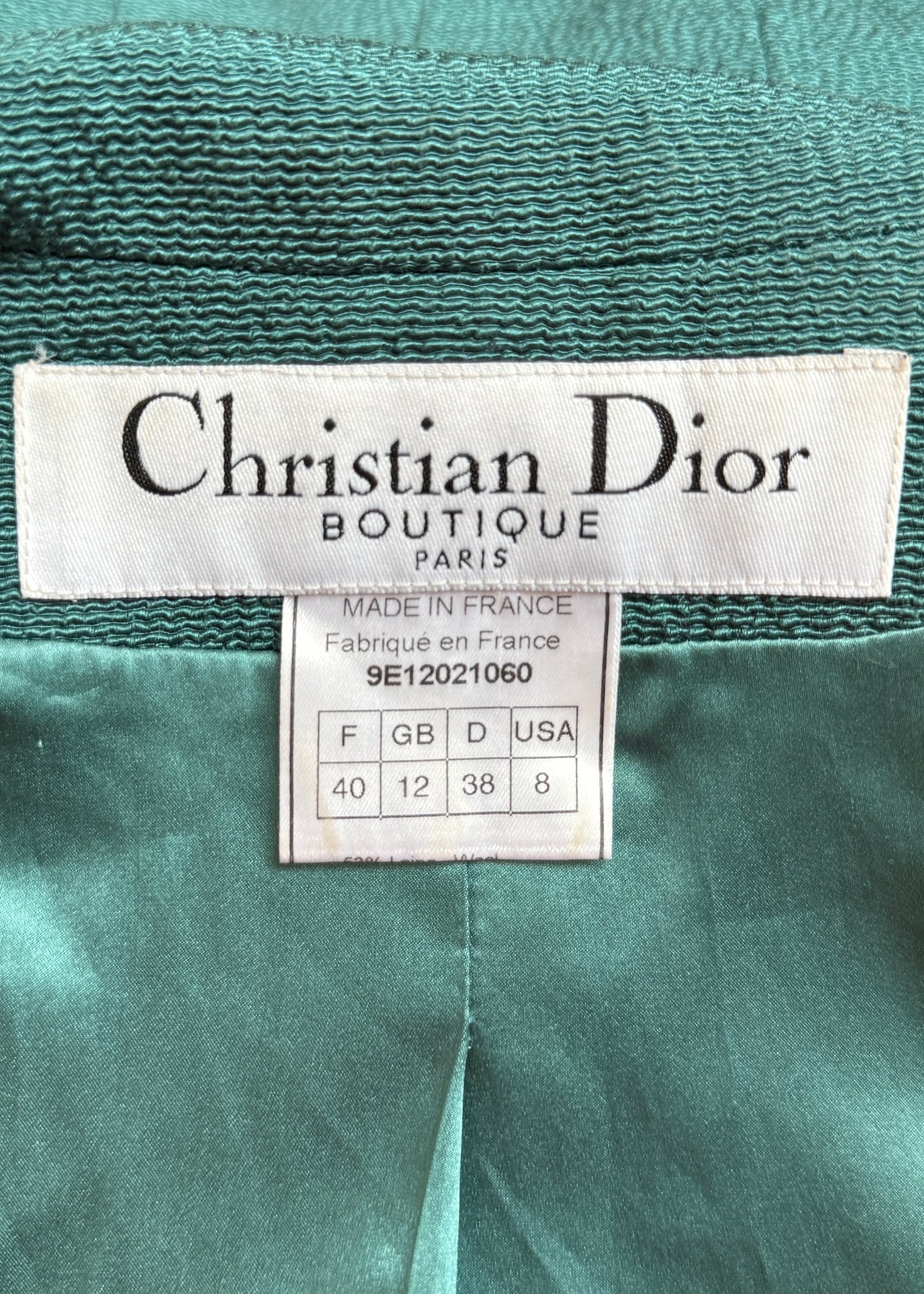 Dior Spring 1999 Runway Teal Blue Collared Jacket