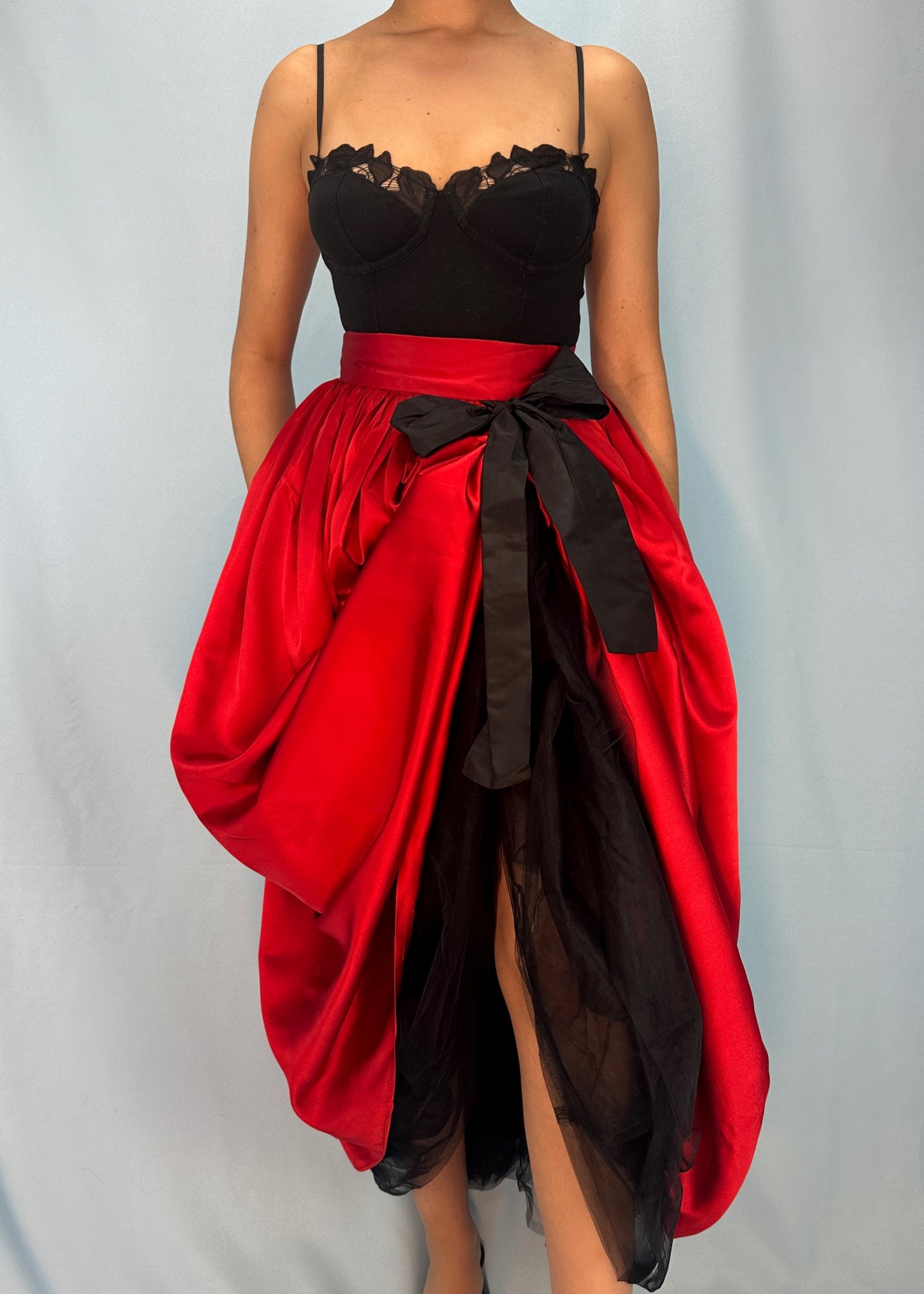 Dolce & Gabbana Fall 1992 Runway Red Satin Tulle Skirt