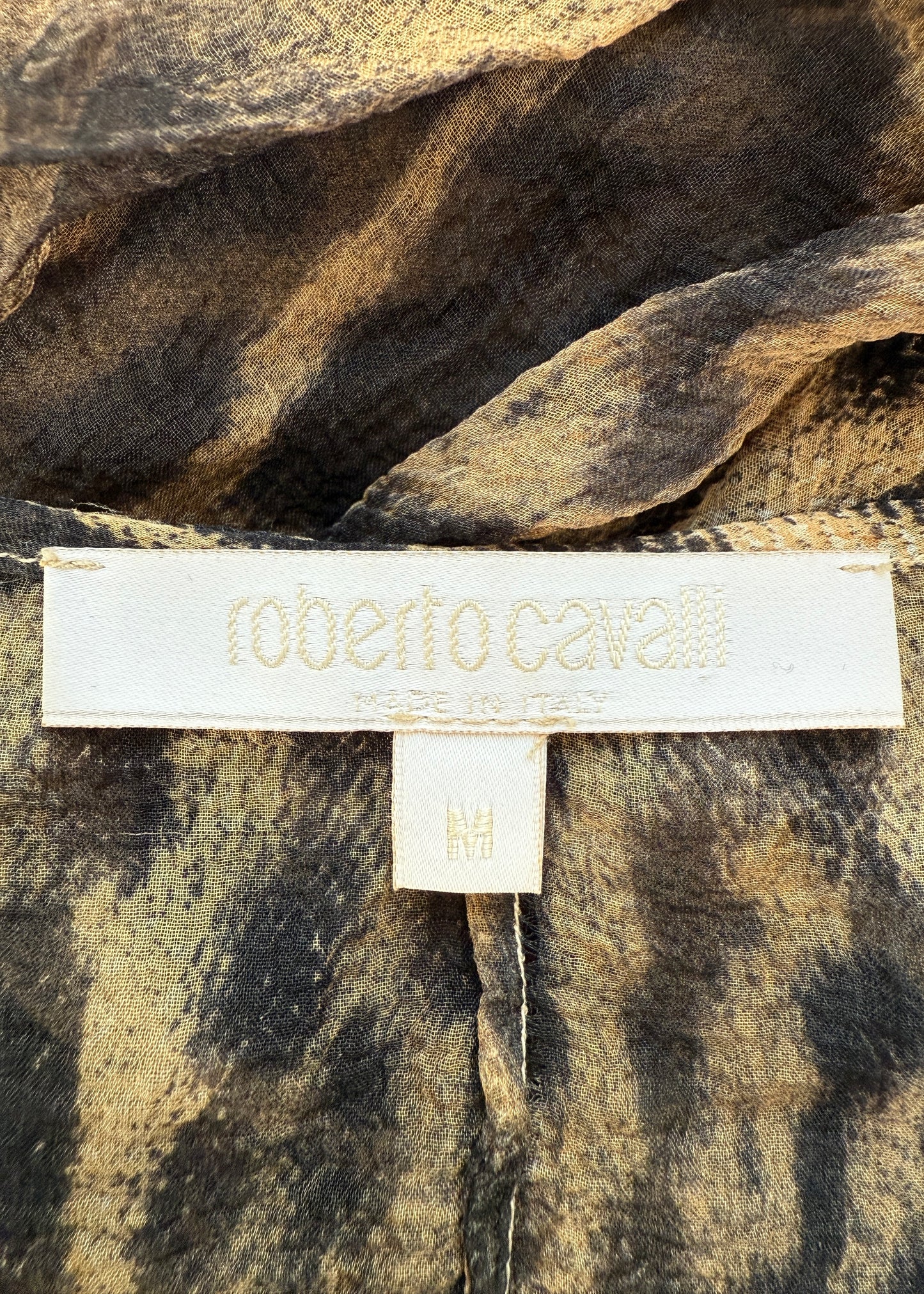 Roberto Cavalli Spring 2002 Leopard Print Sheer Silk Kaftan Dress