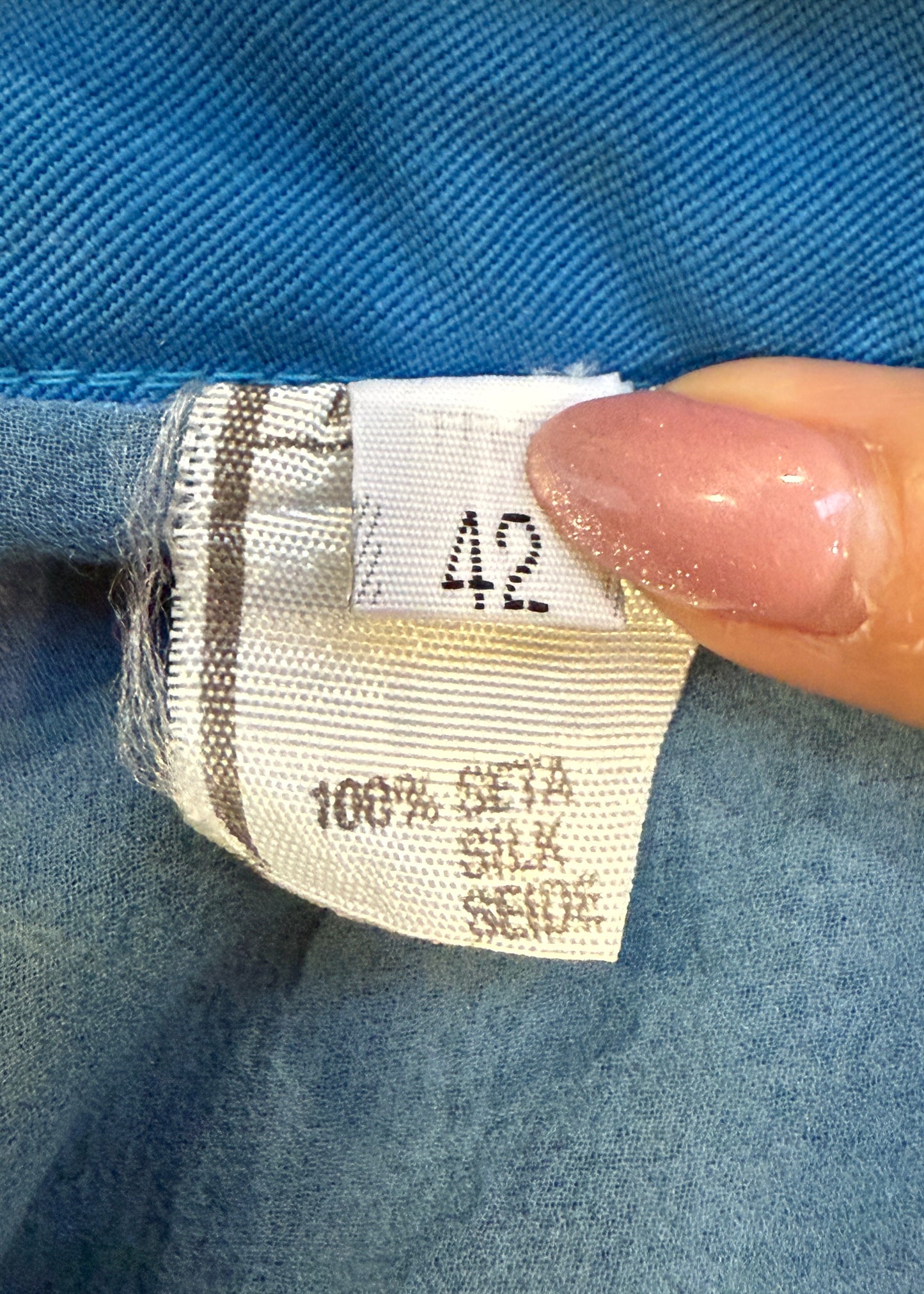 Versace Spring 1982 Runway Blue Embellished Striped Silk Chiffon Dress