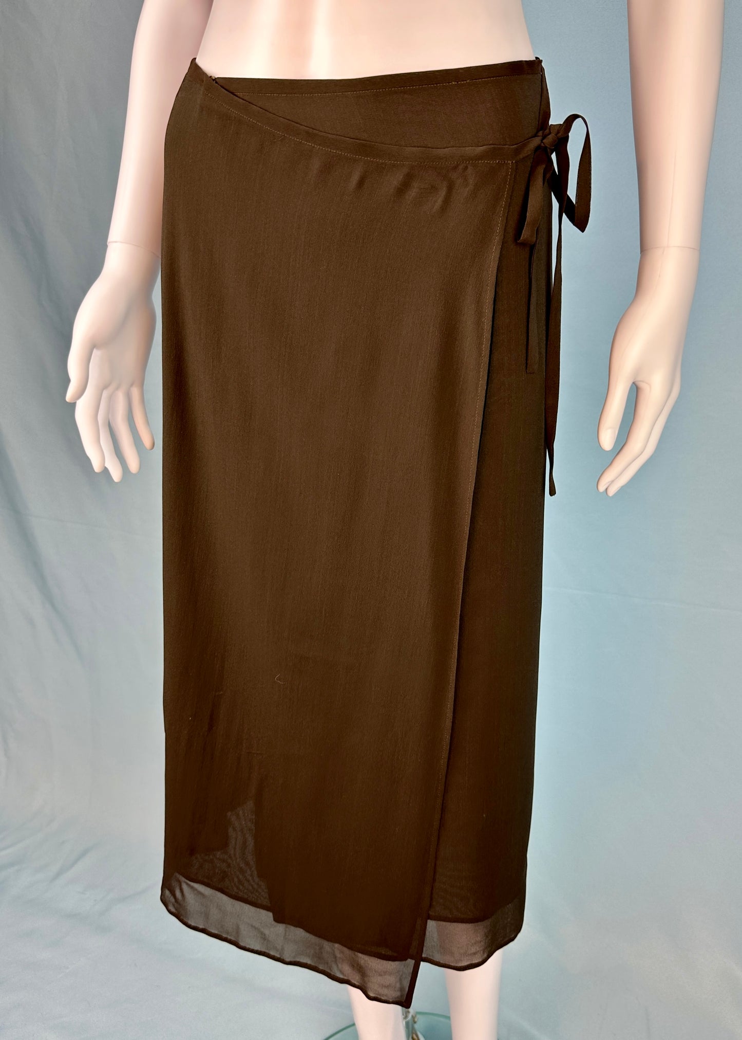 Gucci Fall 1997 Brown Chiffon Wrap Skirt
