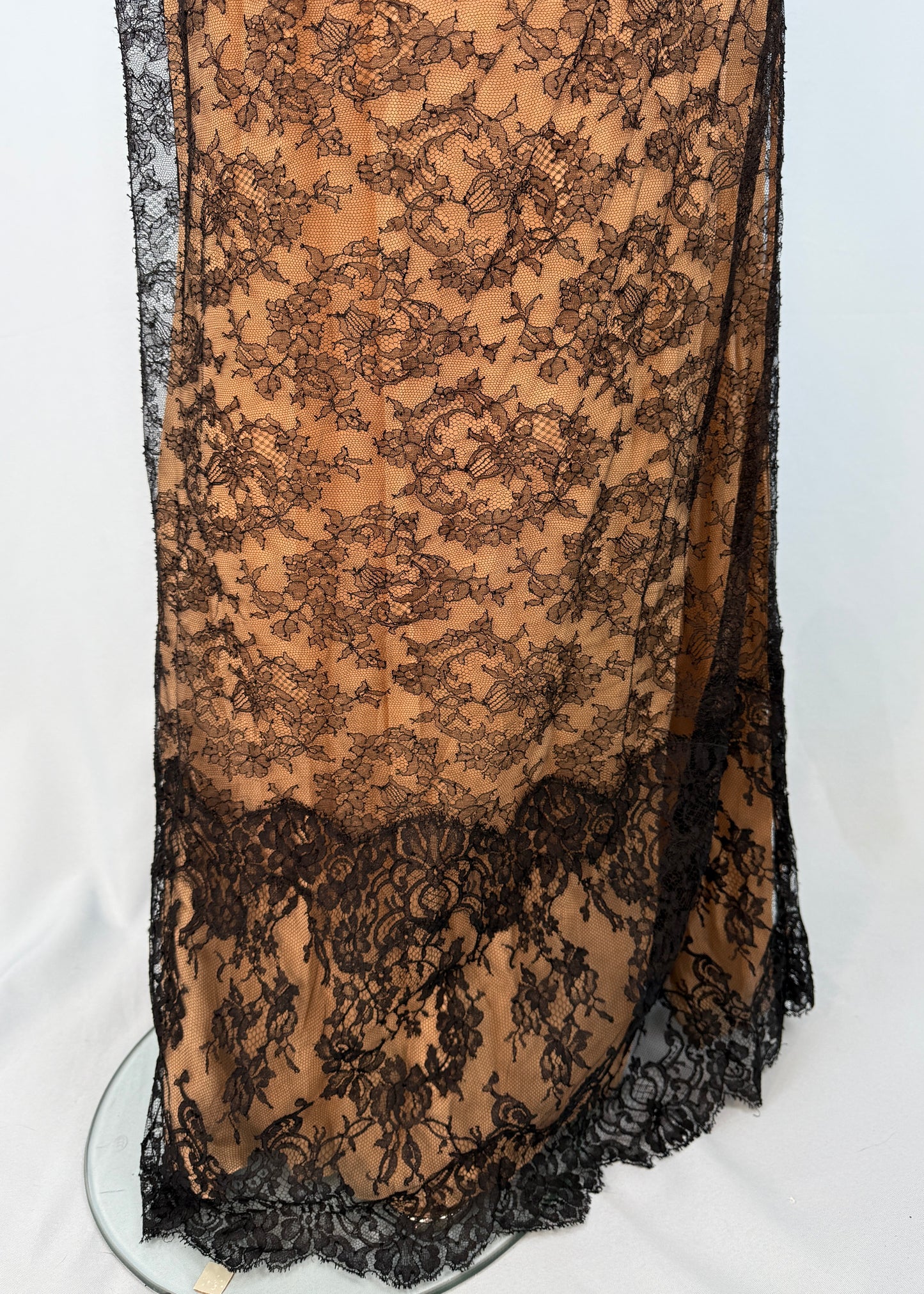 Valentino Nude Silk & Lace Overlay Strapless Gown Dress