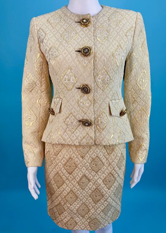 Christian Lacroix Fall 1992 Metallic Brocade Jacket & Skirt Suit Set