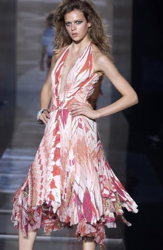 Roberto Cavalli Spring 2004 Silk Ruffle Dress