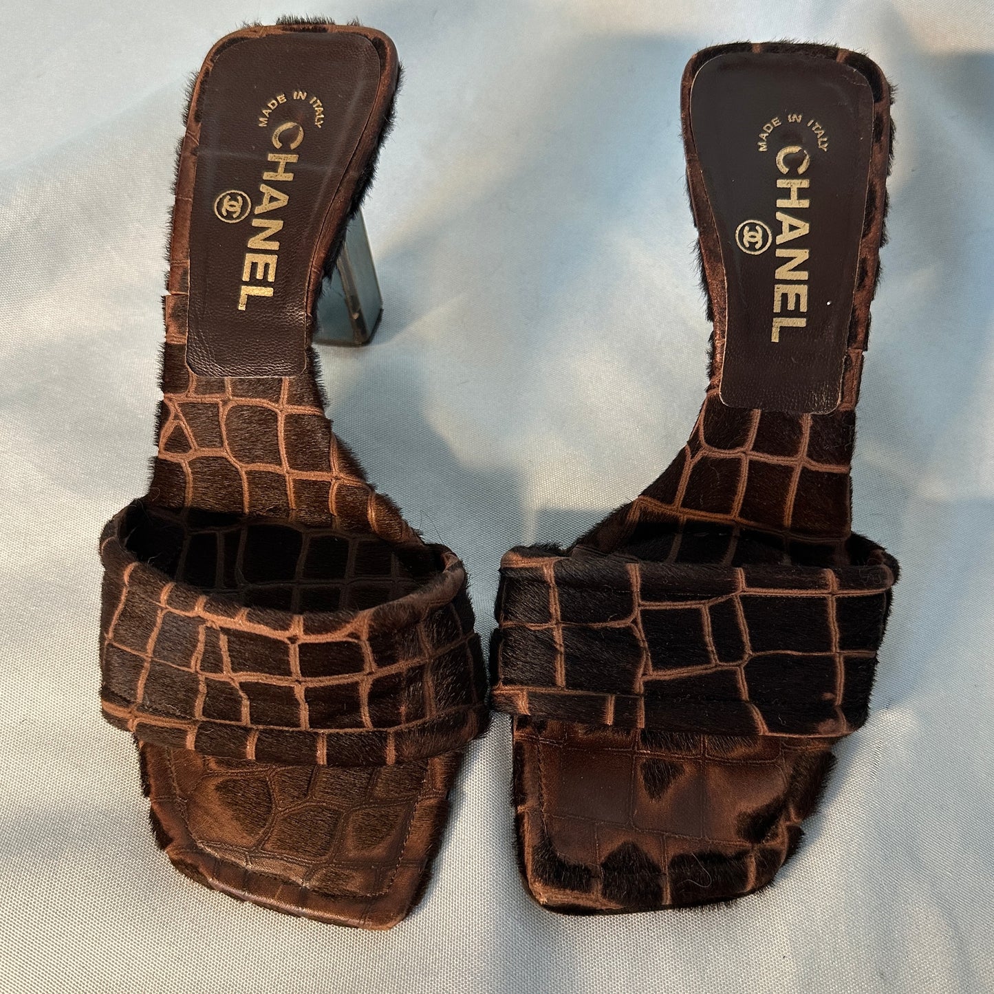 Chanel Brown Ponyhair Mirror Heels
