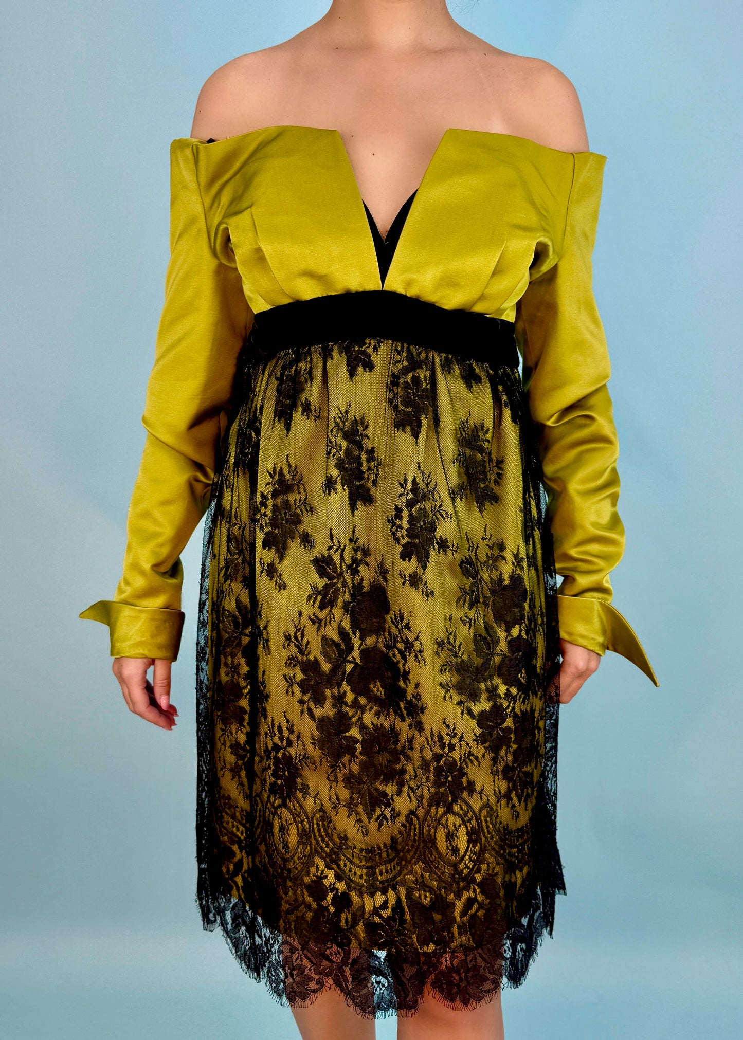 Christian Lacroix Fall 1991 Runway Silk & Lace Dress
