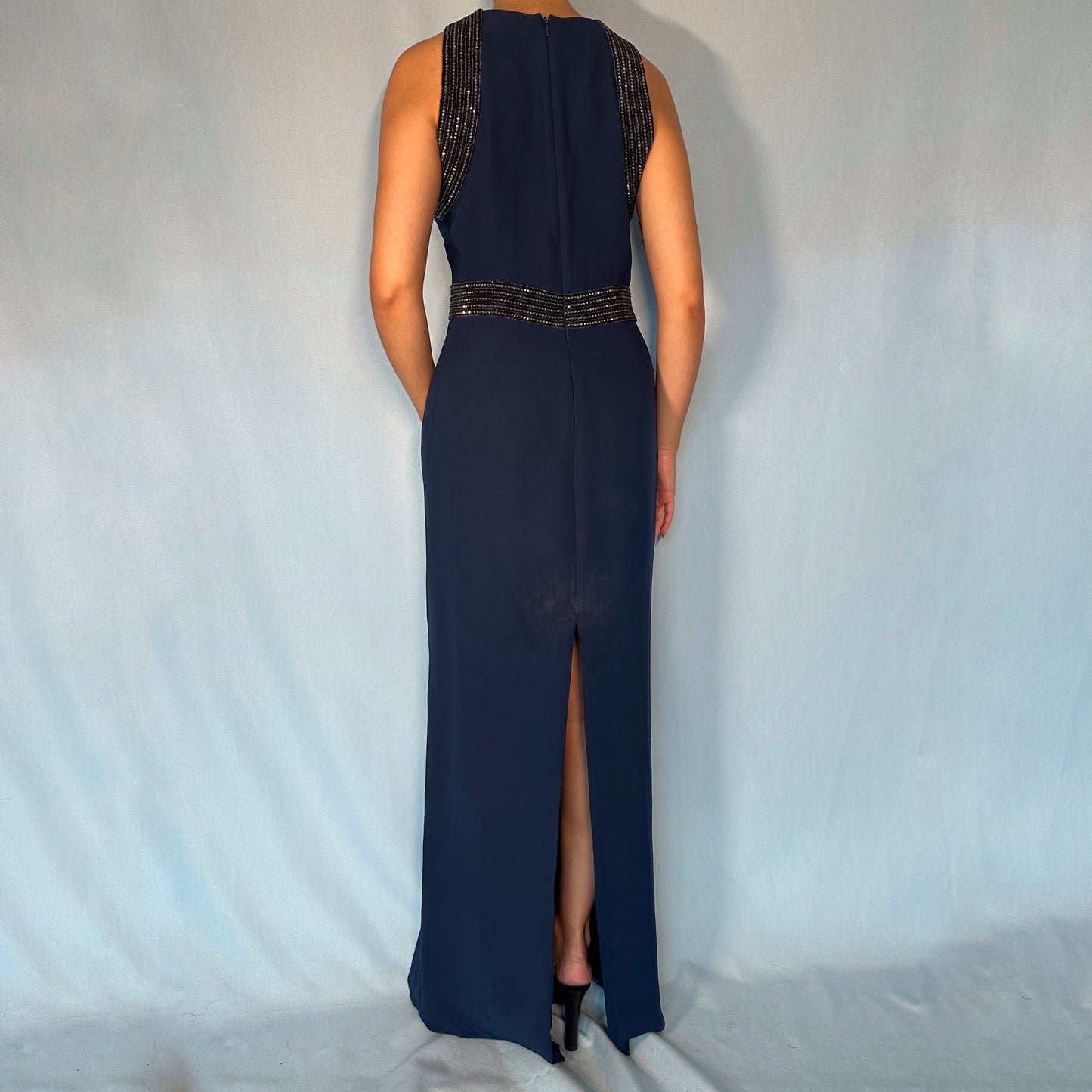 Gucci 2014 Navy Blue Embellished Gown Dress