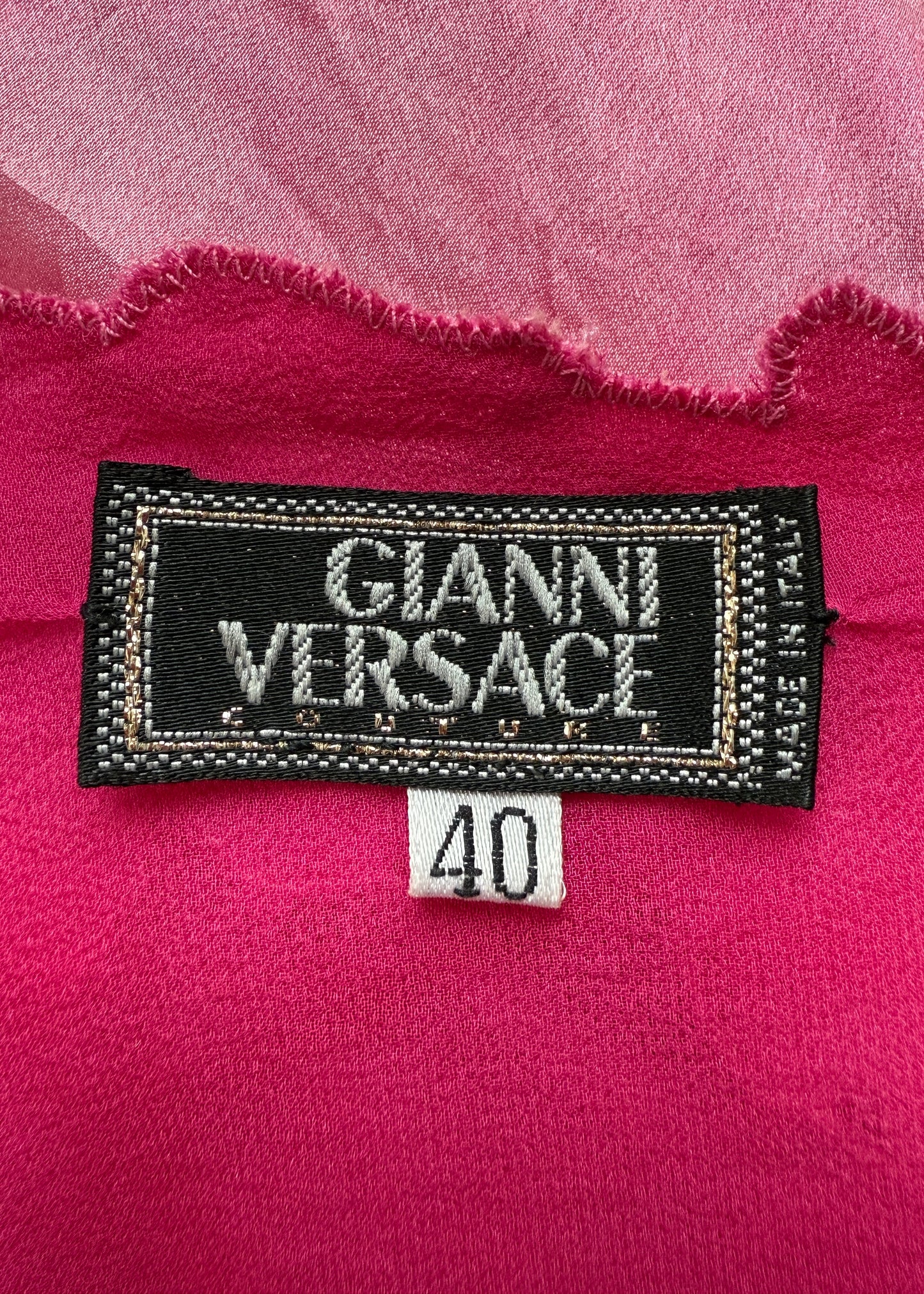 Versace Spring 1994 Runway Pink Silk & Lace Dress
