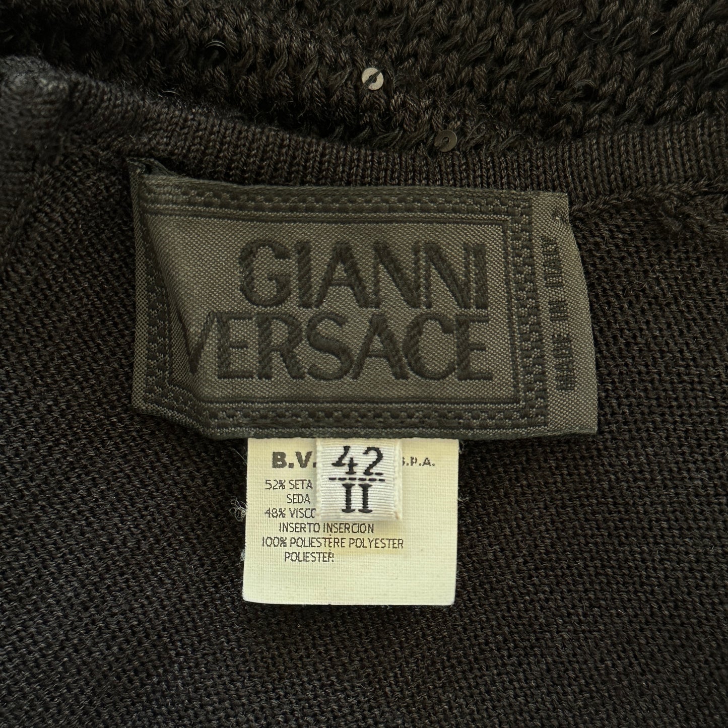 Versace Black Sequin Knitted Tank Top