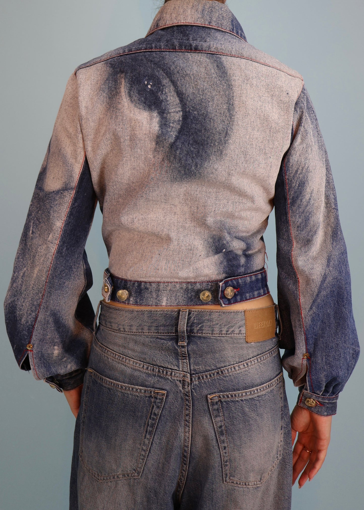 Vivienne Westwood Fall 1992 Runway Marlene Dietrich Face Print Denim Jacket
