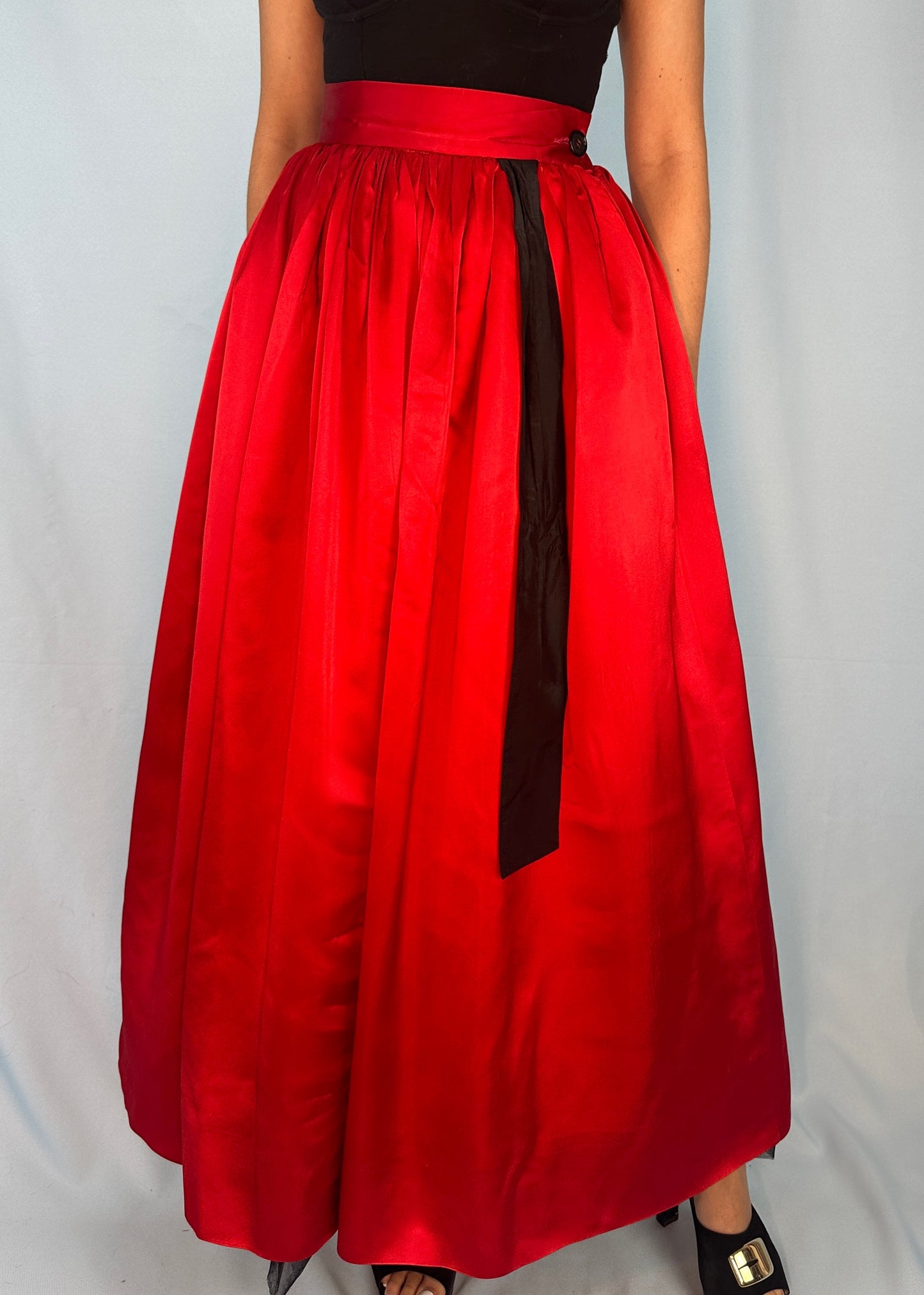 Dolce & Gabbana Fall 1992 Runway Red Satin Tulle Skirt