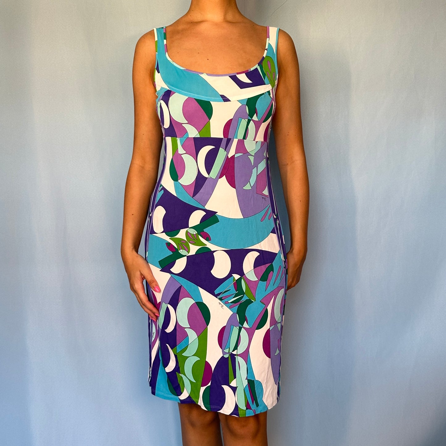Emilio Pucci Spring 2006 Blue Pattern Midi Dress