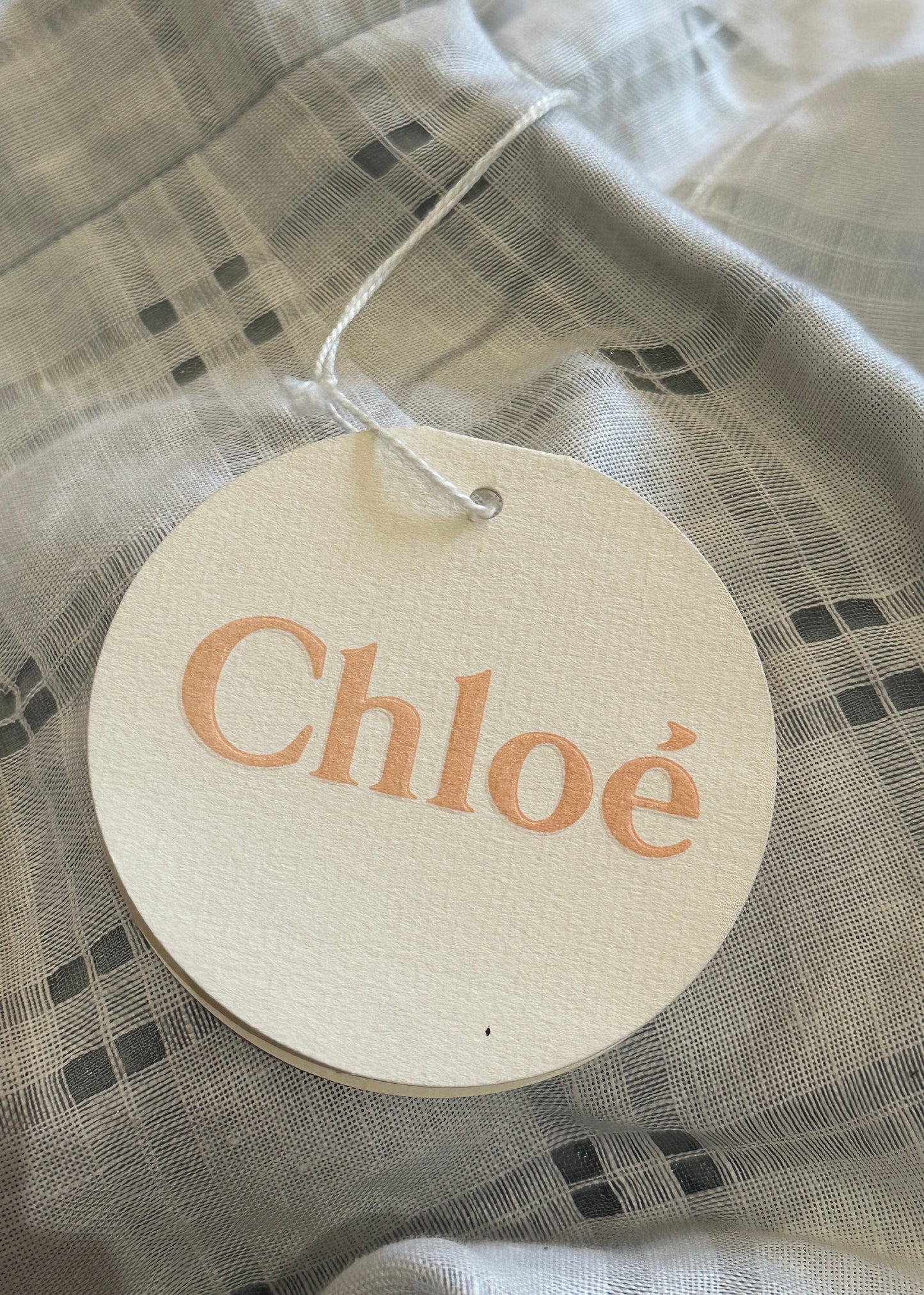 Chloé Spring 1998 White Checked Linen Two Piece Set
