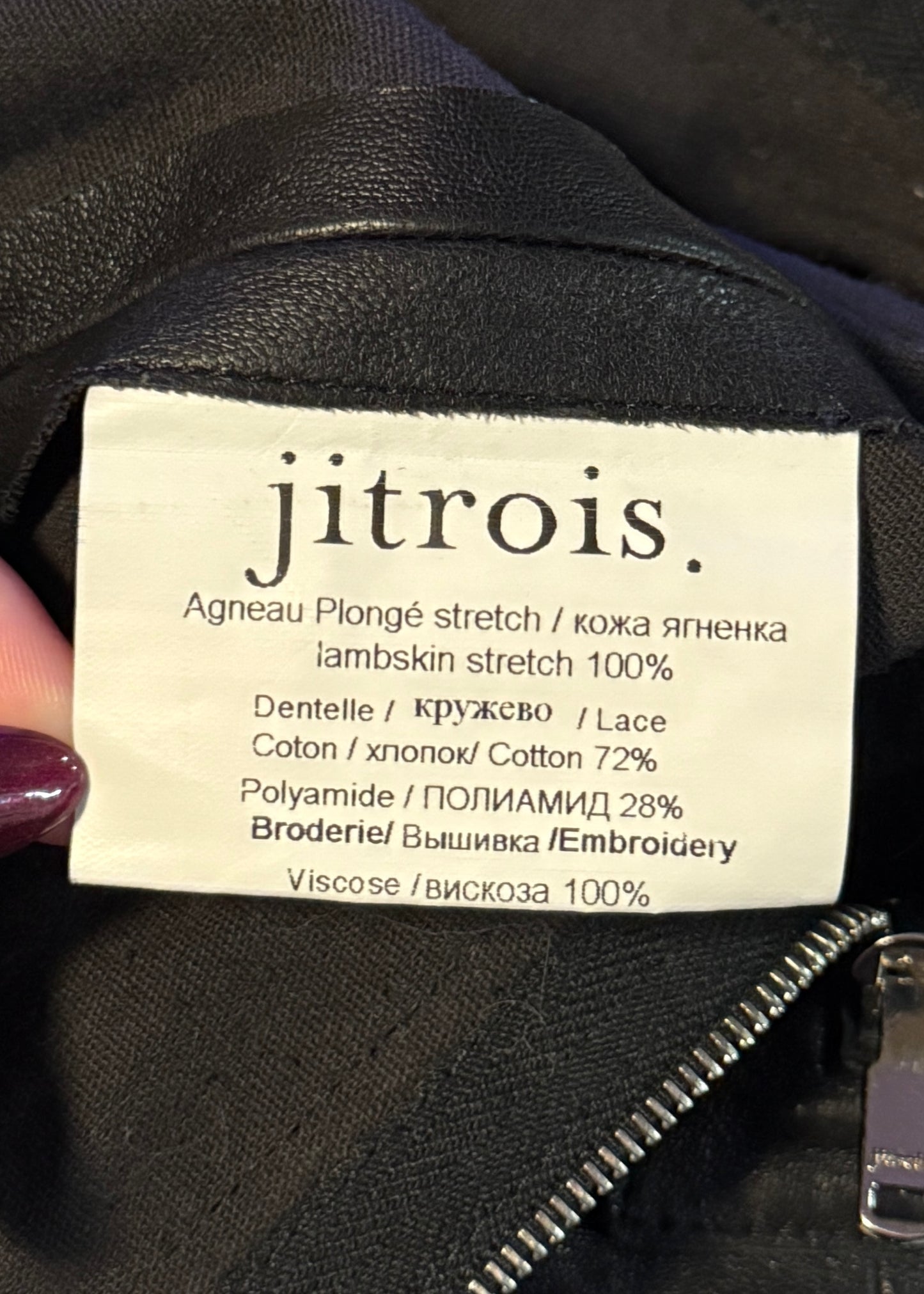 Jitrois Black Leather & Mesh Lace Dress