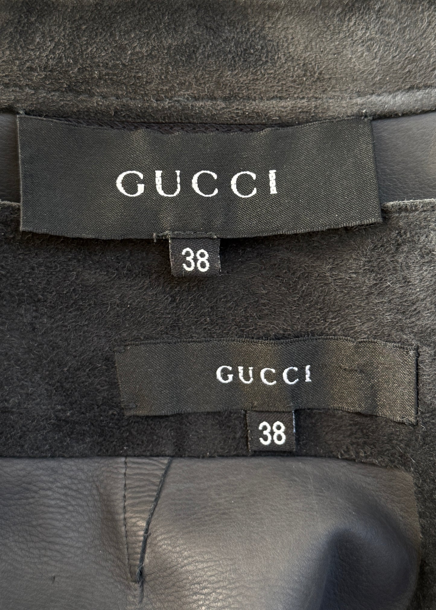 Gucci Spring 1998 Grey Suede Jacket & Skirt Suit Set