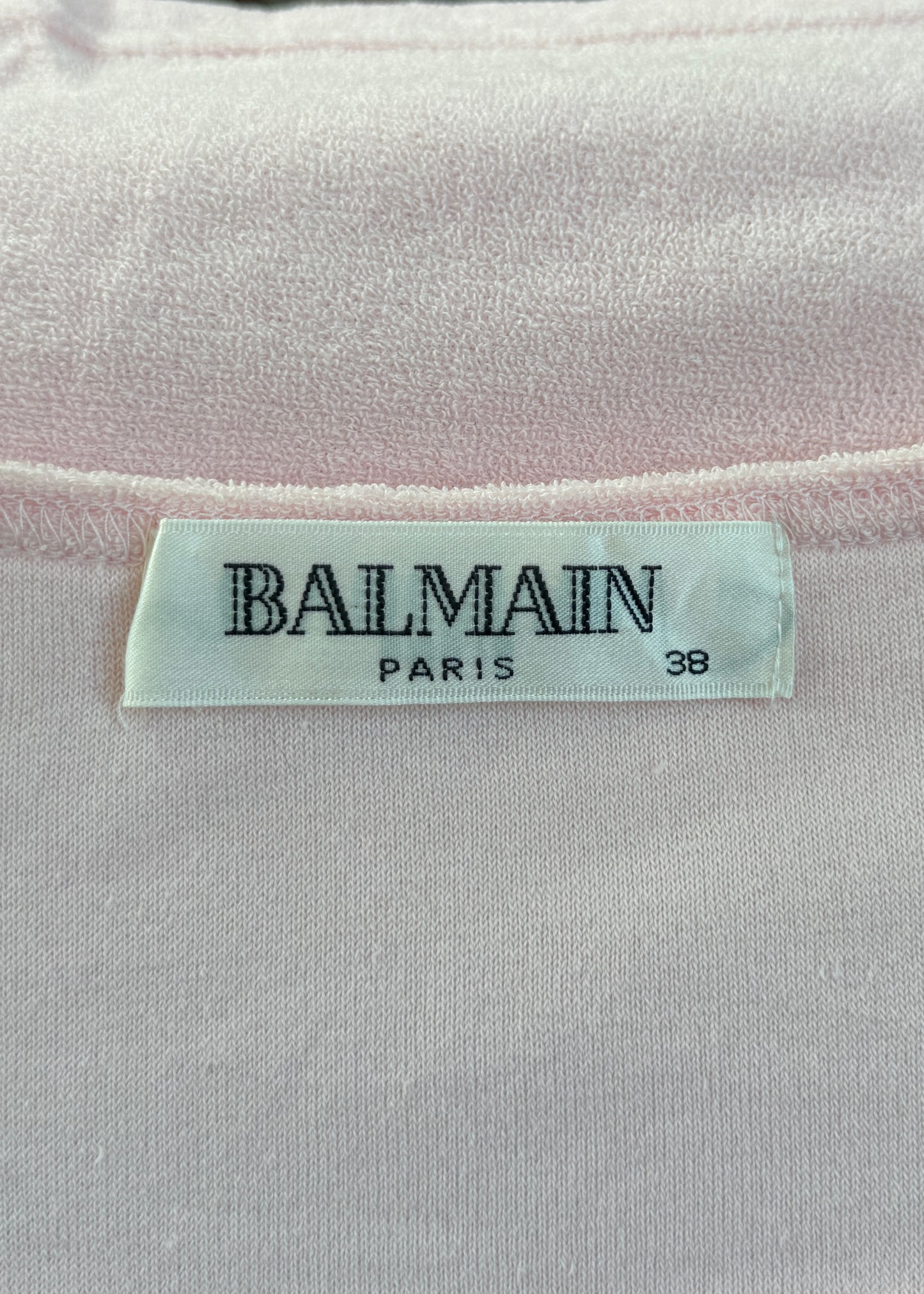 Balmain Pink Towelling Spellout Top