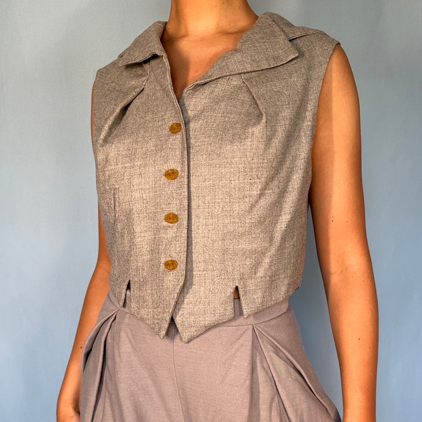 Vivienne Westwood Fall 1993 Runway Grey Waistcoat Top