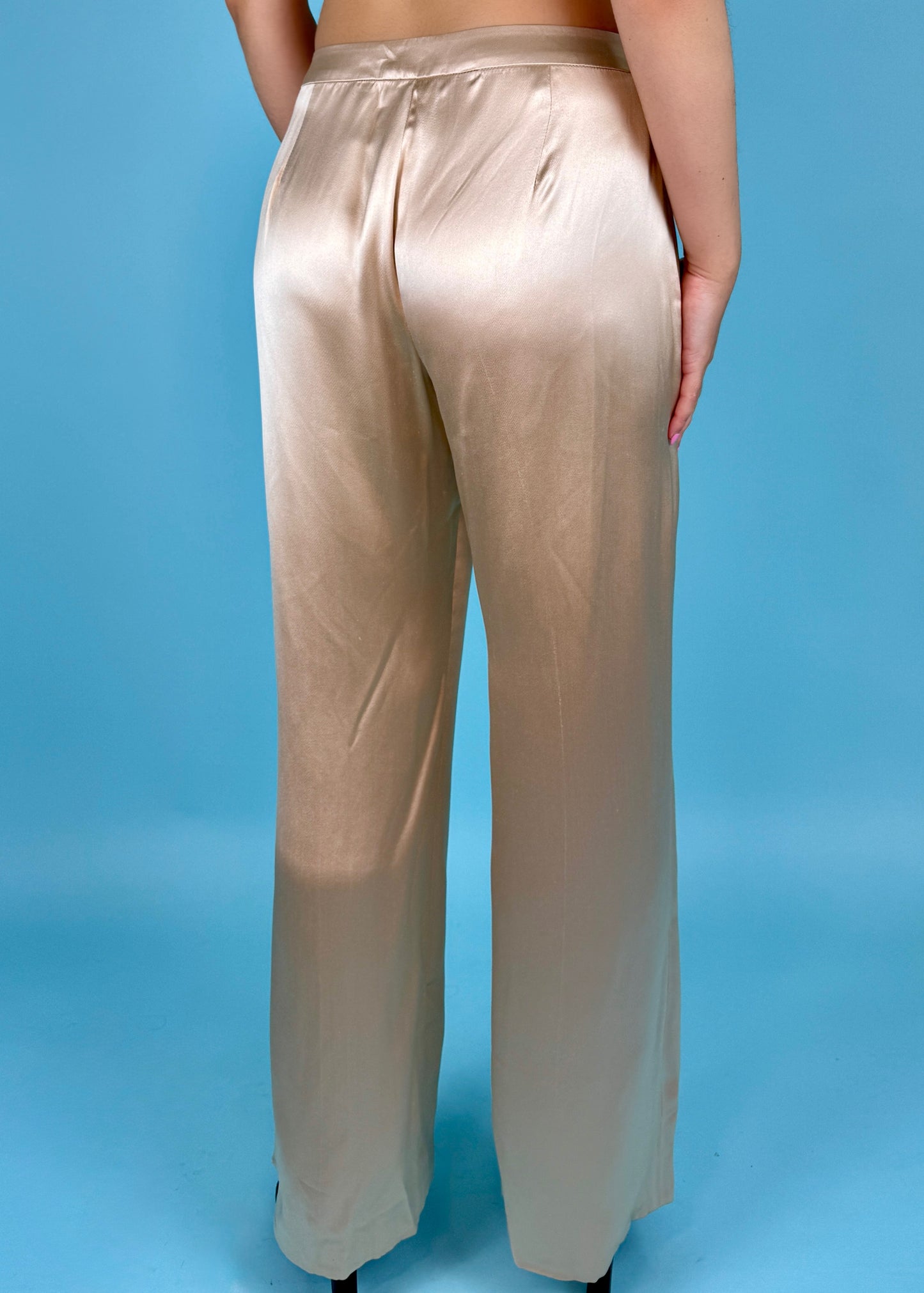 Valentino Low Rise Silk Satin Pants