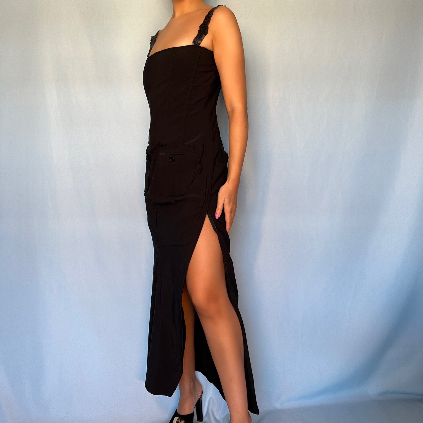 Dolce & Gabbana 1990’s Black Corset Zip Side Dress