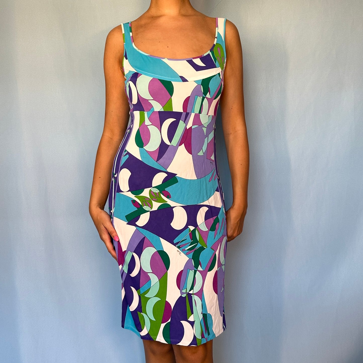 Emilio Pucci Spring 2006 Blue Pattern Midi Dress