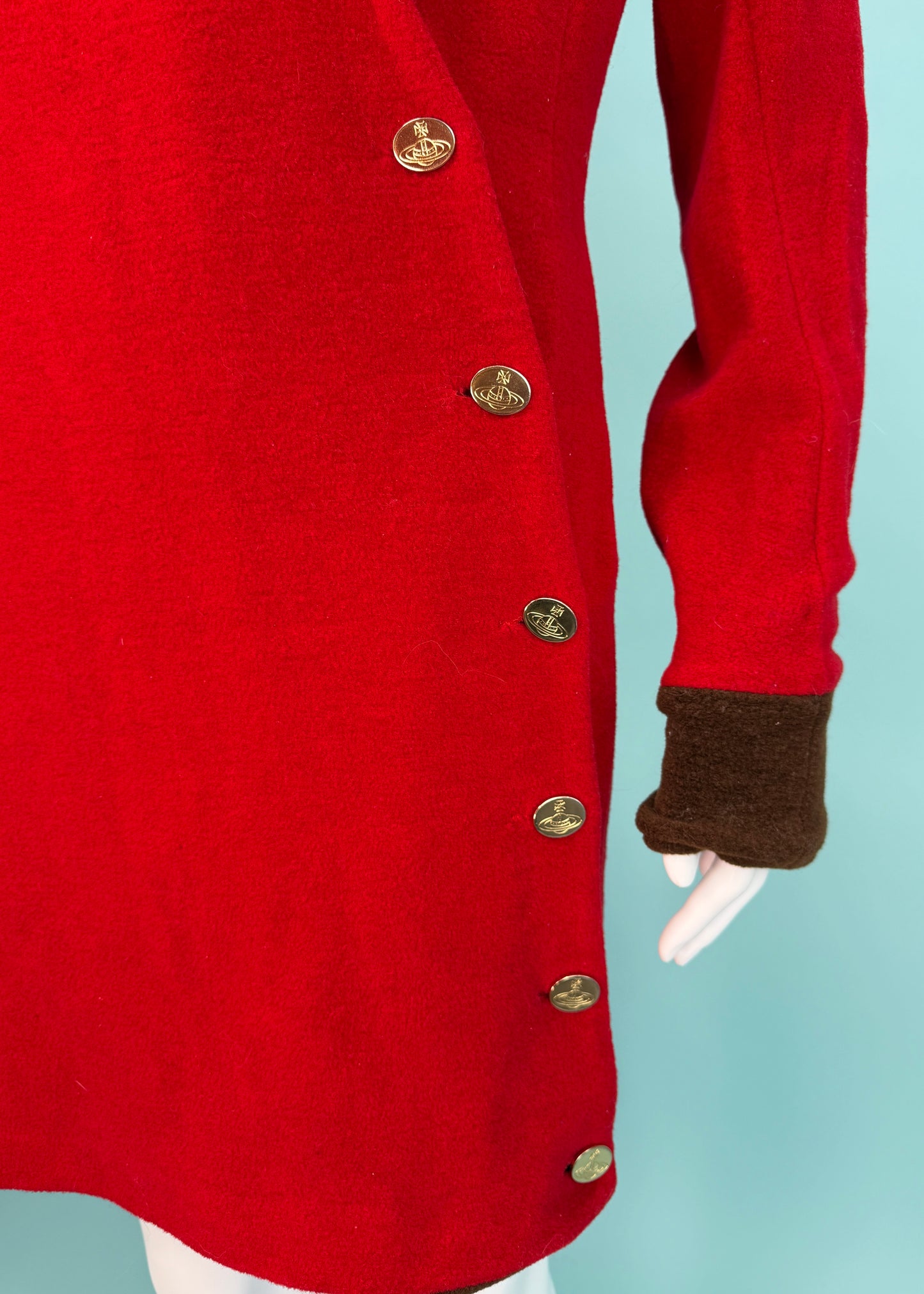 Vivienne Westwood Fall 1989 Runway Red Wool Orb Button Dress