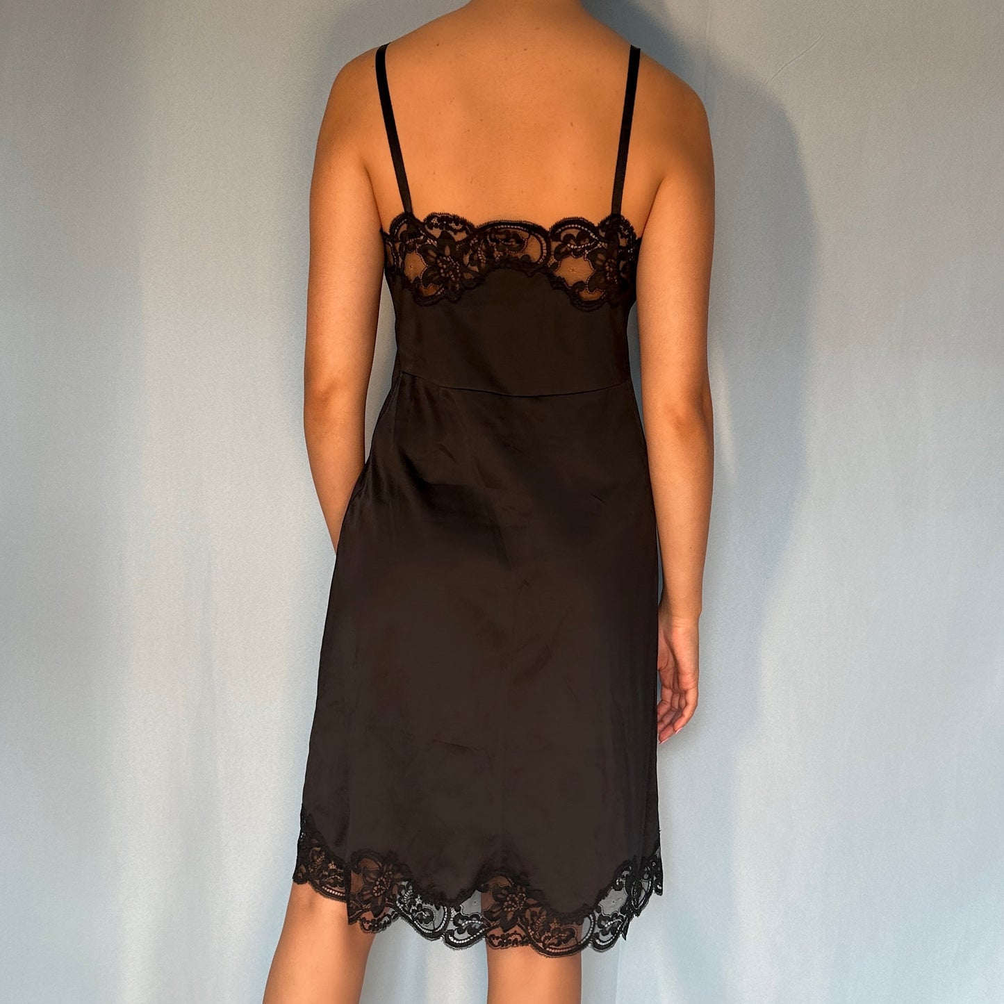 Dior Black Lace Trim Slip Dress