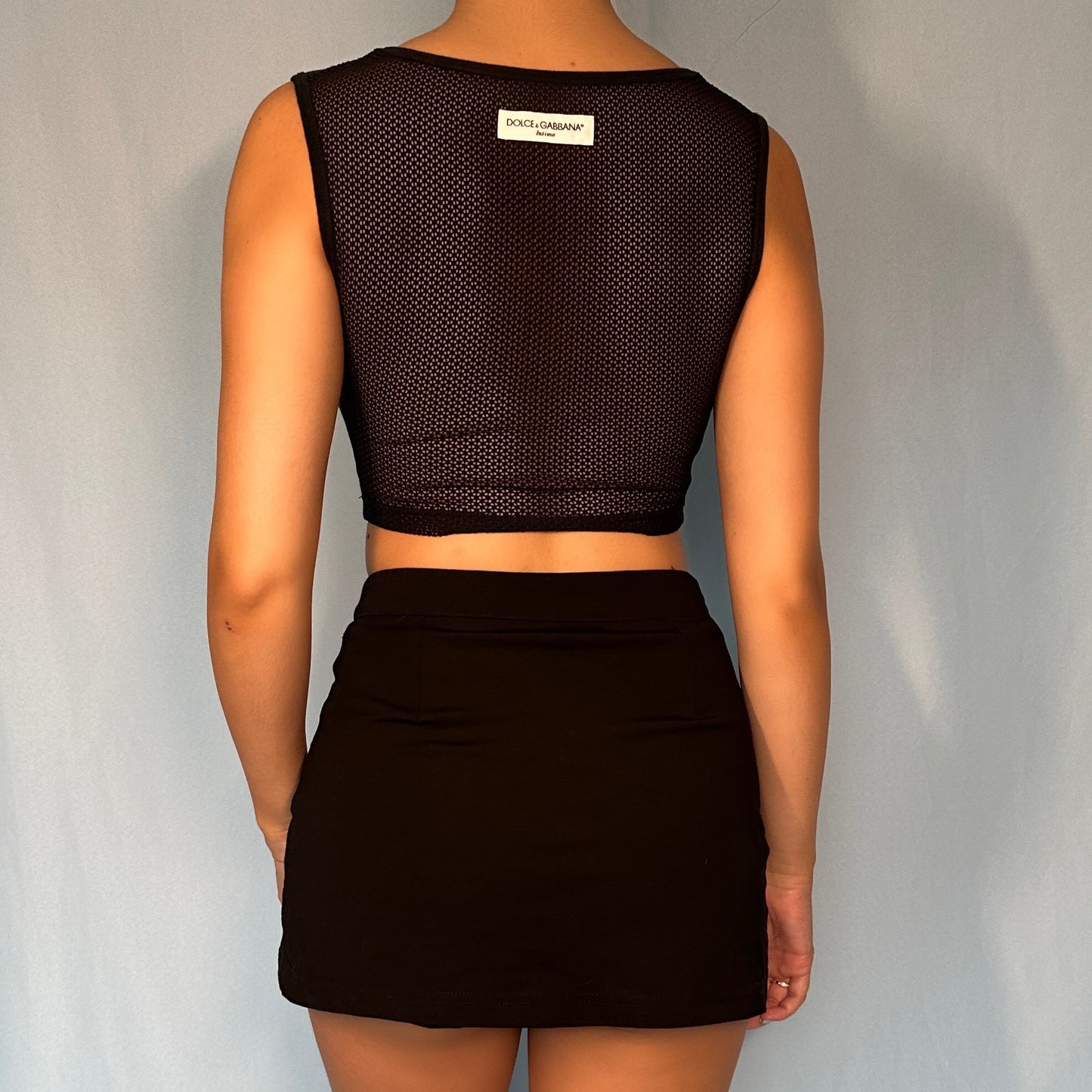 Dolce & Gabbana Black Mesh Back Crop Top