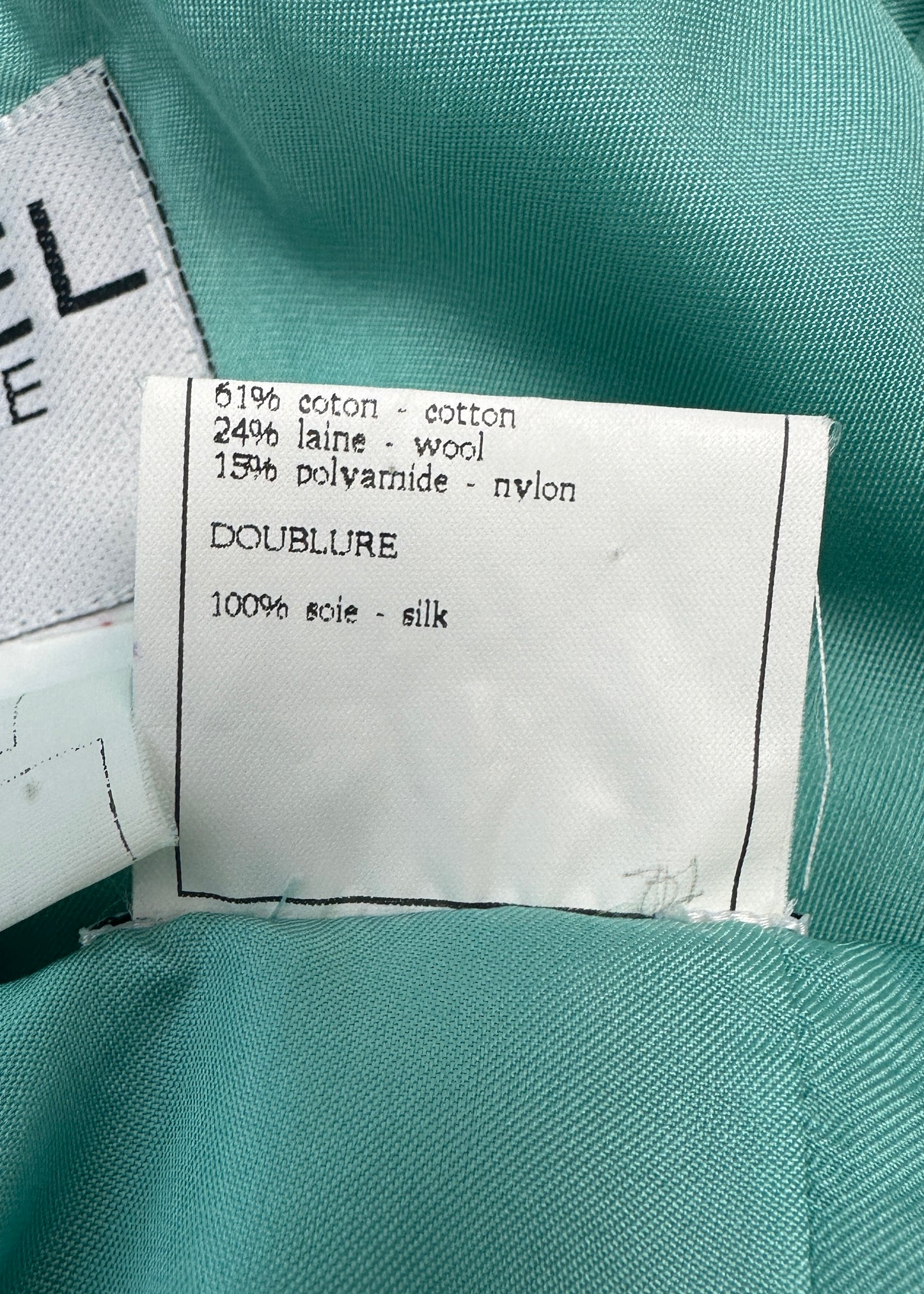 Chanel Spring 1995 Runway Blue Boucle Zip Jacket & Skirt Suit Set