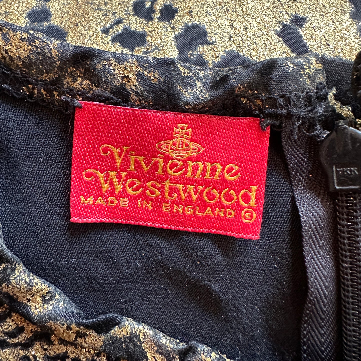 Vivienne Westwood Fall 1992 Runway Sample Black Metallic Gold Dress