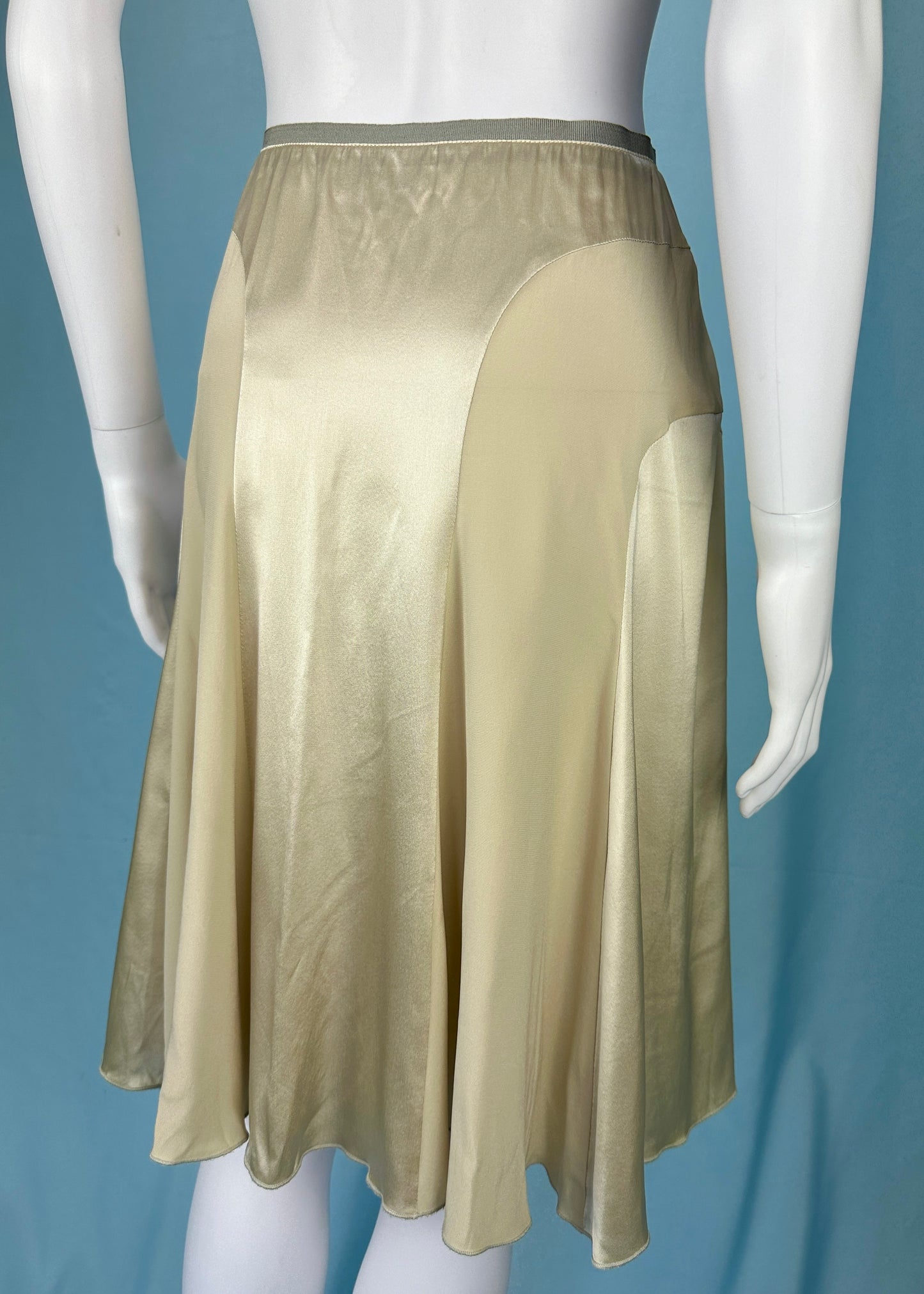 Blumarine Taupe Silk Two Tone Skirt