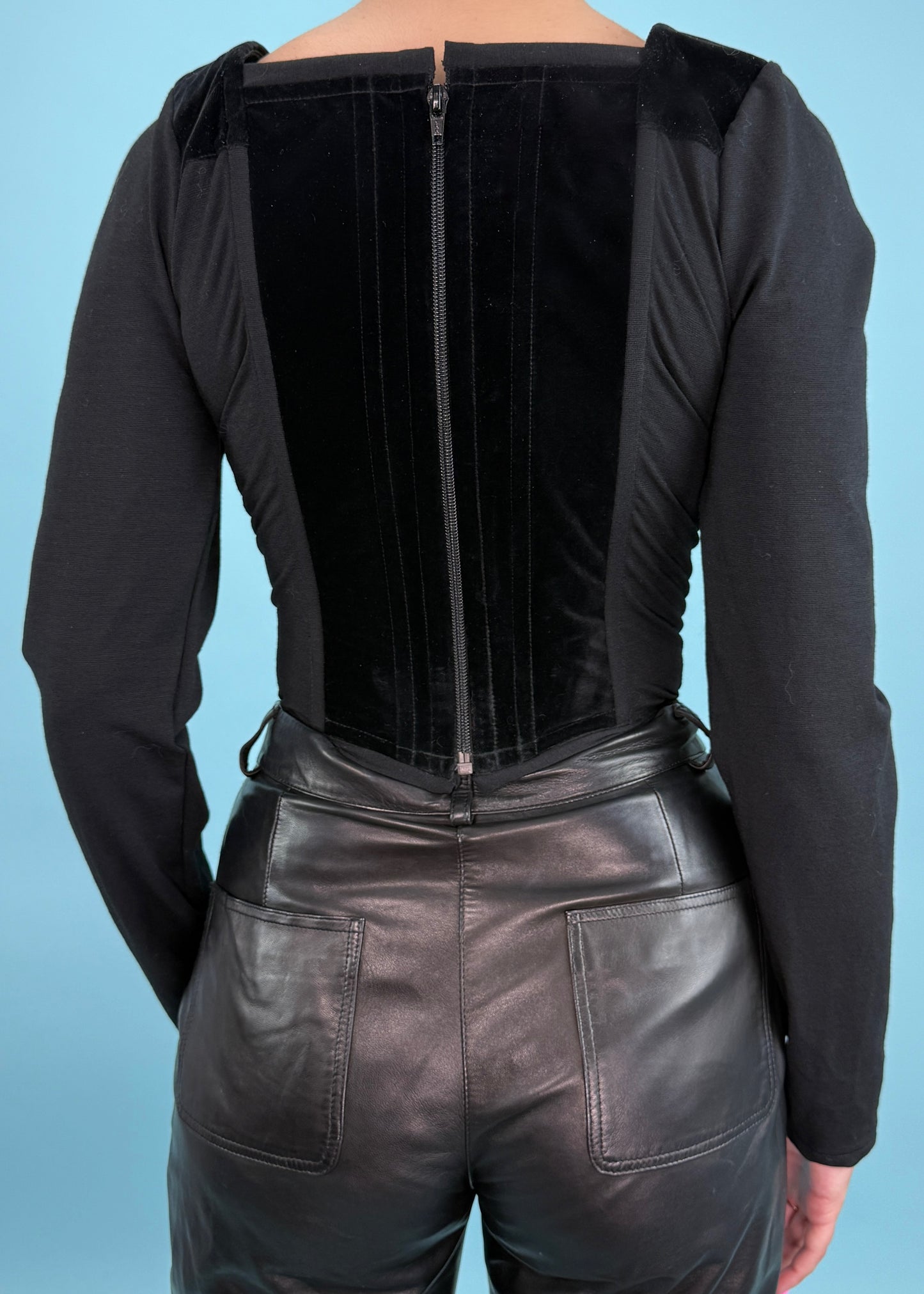 Vivienne Westwood Black Velvet Long Sleeve Corset