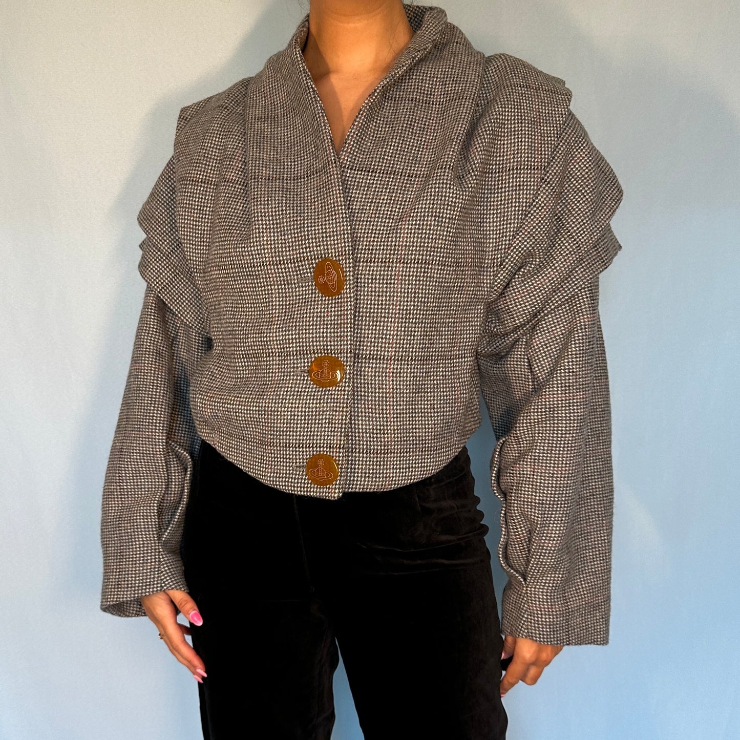 Vivienne Westwood Fall 1992 Runway Armour Jacket & Dog Print Scarf Set