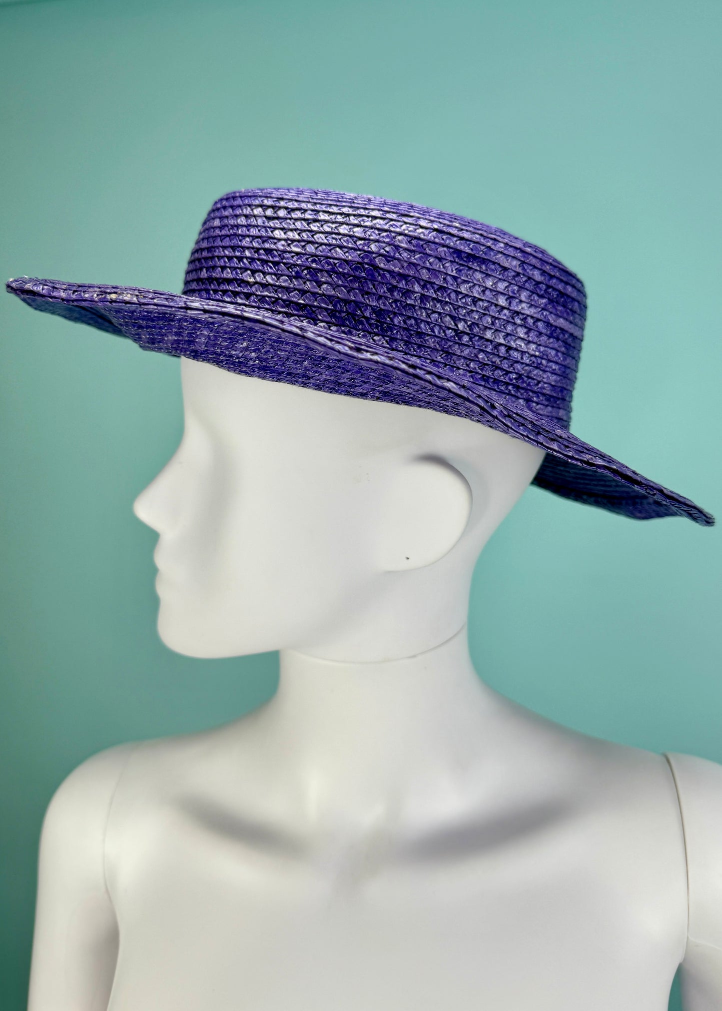 Givenchy Spring 1993 Amethyst Purple Straw Hat & Pin