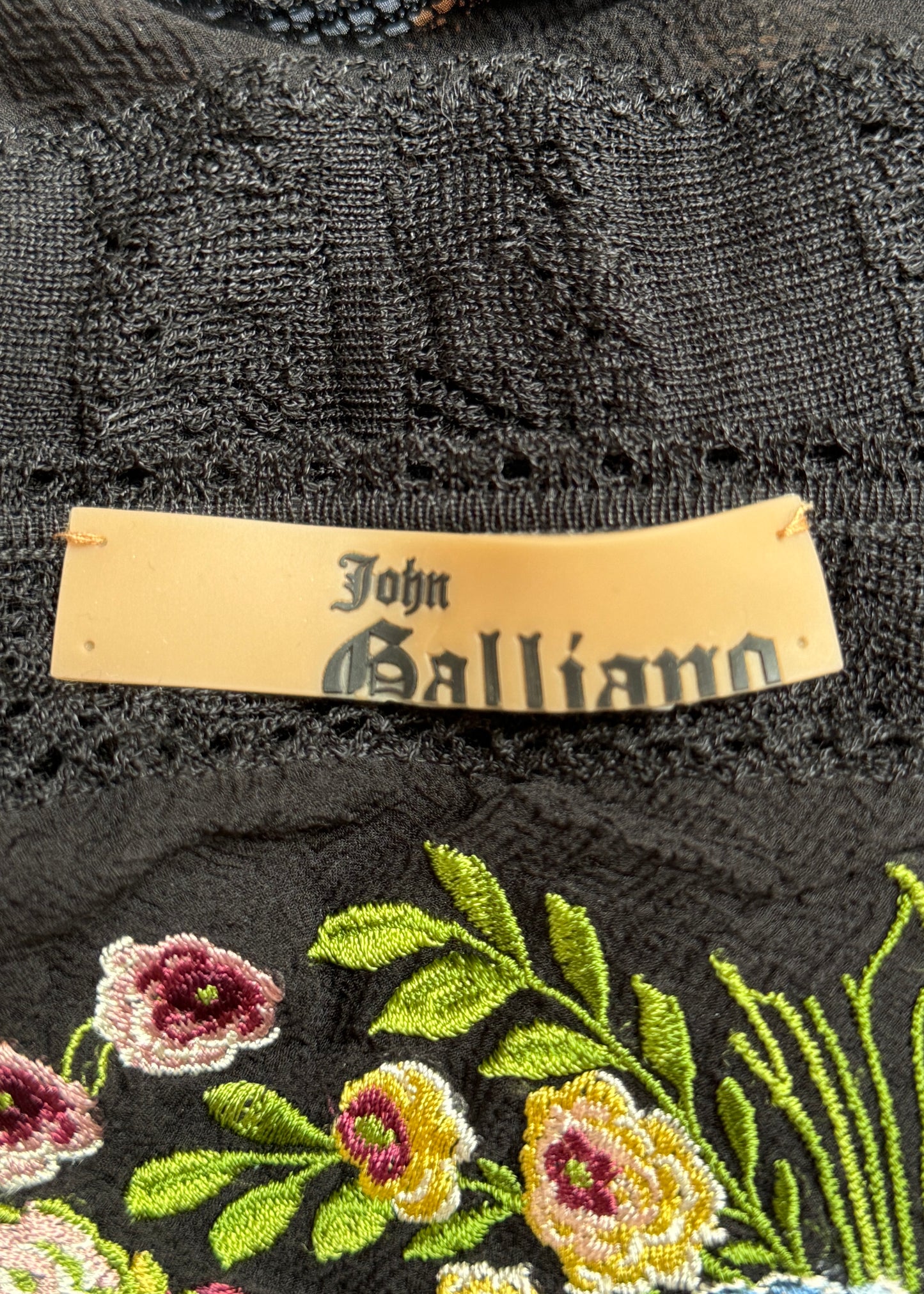 John Galliano Fall 2003 Black Floral Embroidered Knit Cami Top